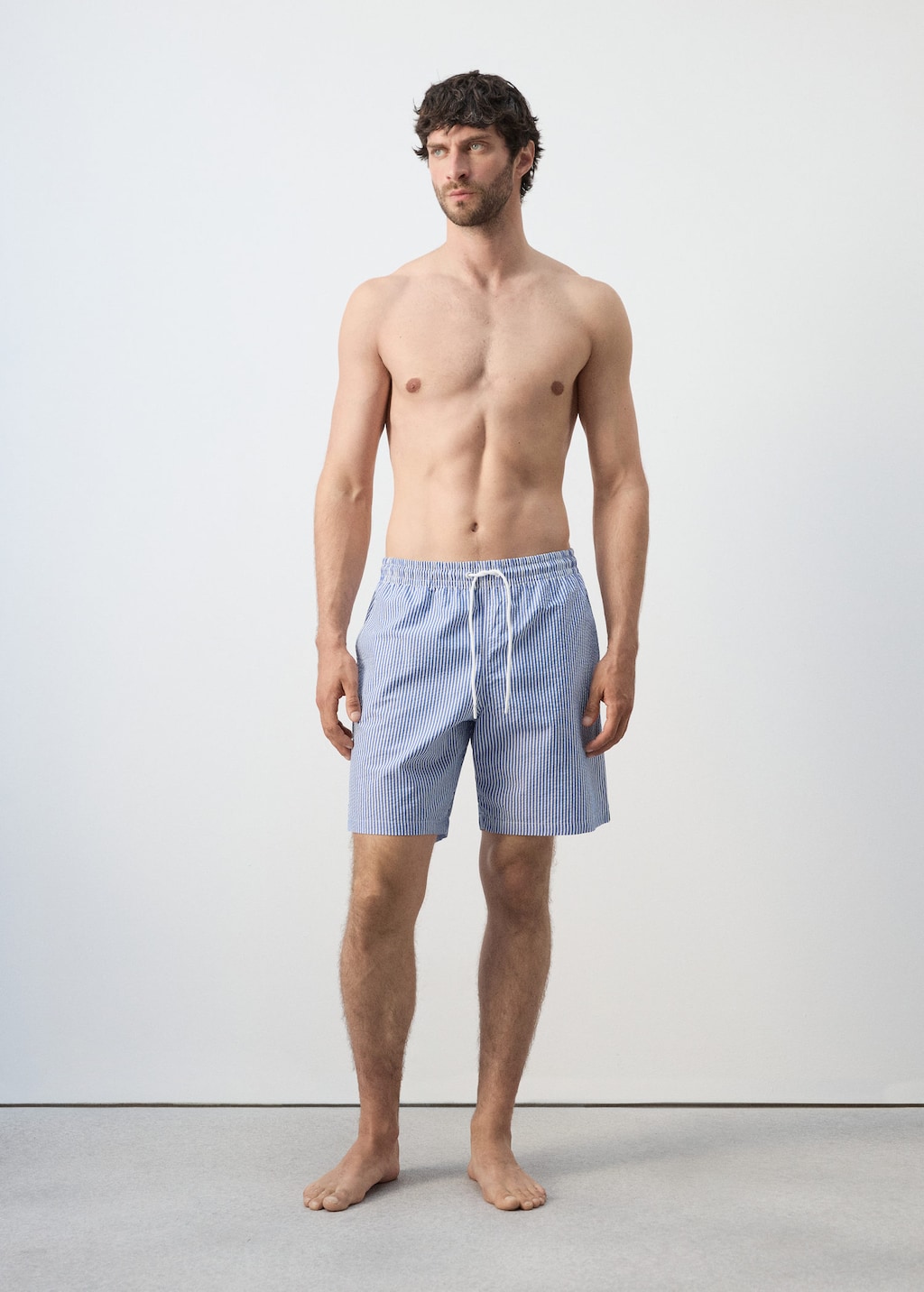 Mango Maillot De Bain Rayures Seersucker Bleu Encre - Homme - Xl -  Man