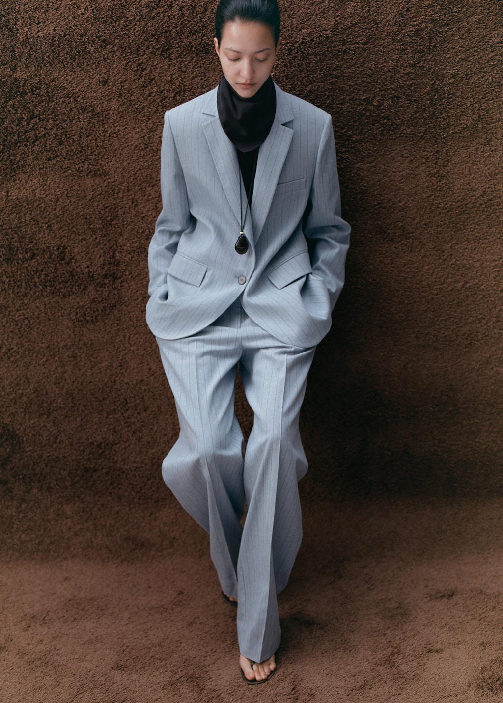 Mango Pantalon De Costume Fines Rayures Bleu - Femme - 44 -  In Blue