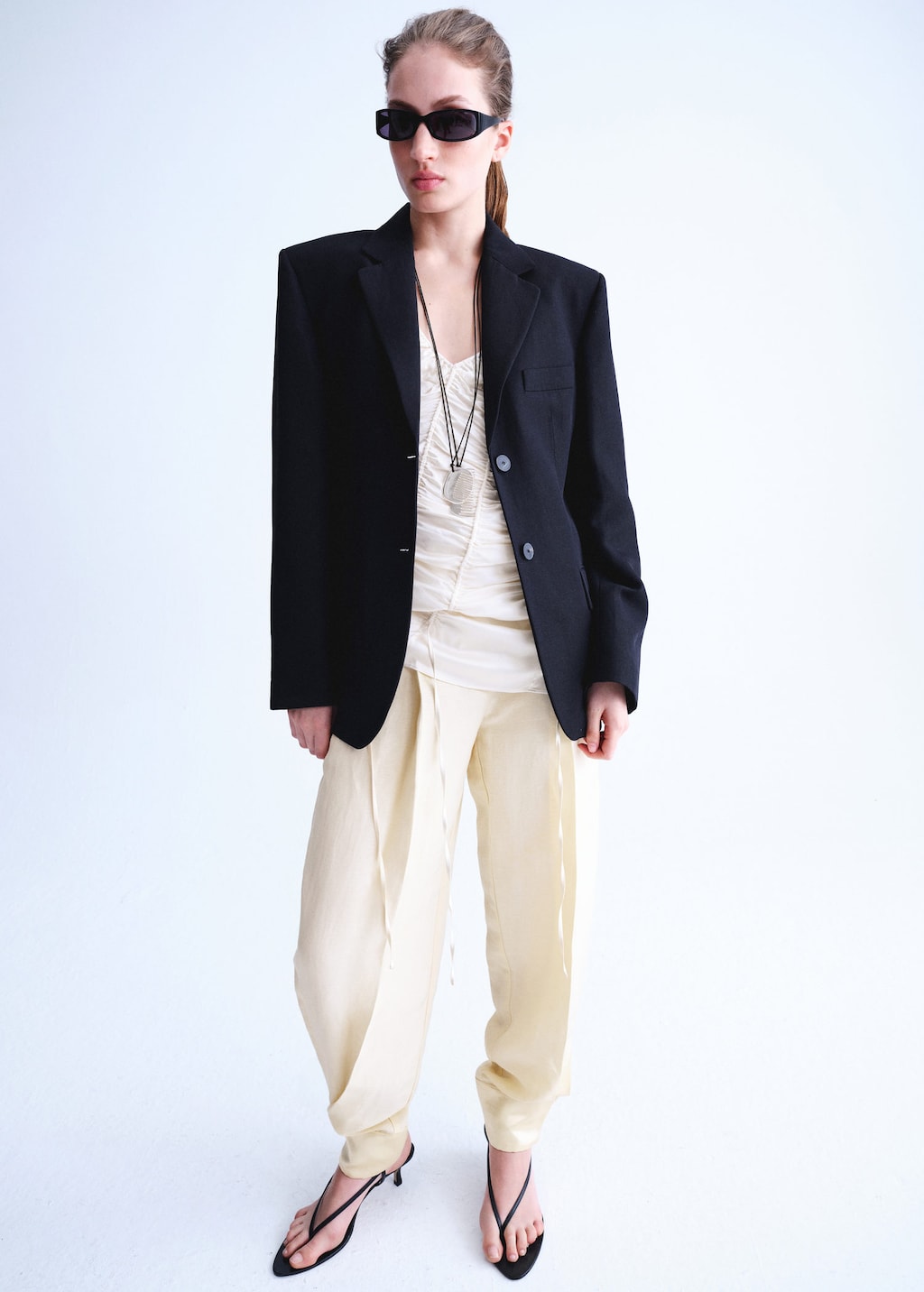 Mango Pantalon Ballon Taille Normale Écru - Femme - 42 -  In Neutral