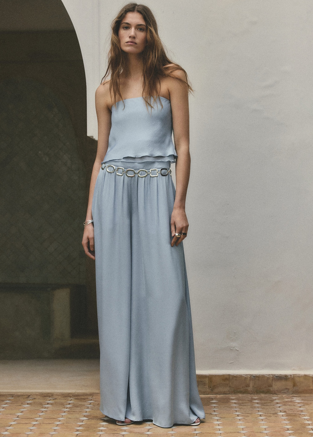 Mango Pantalon Droit Taille Haute Bleu Ciel - Femme - 42 -  In Blue