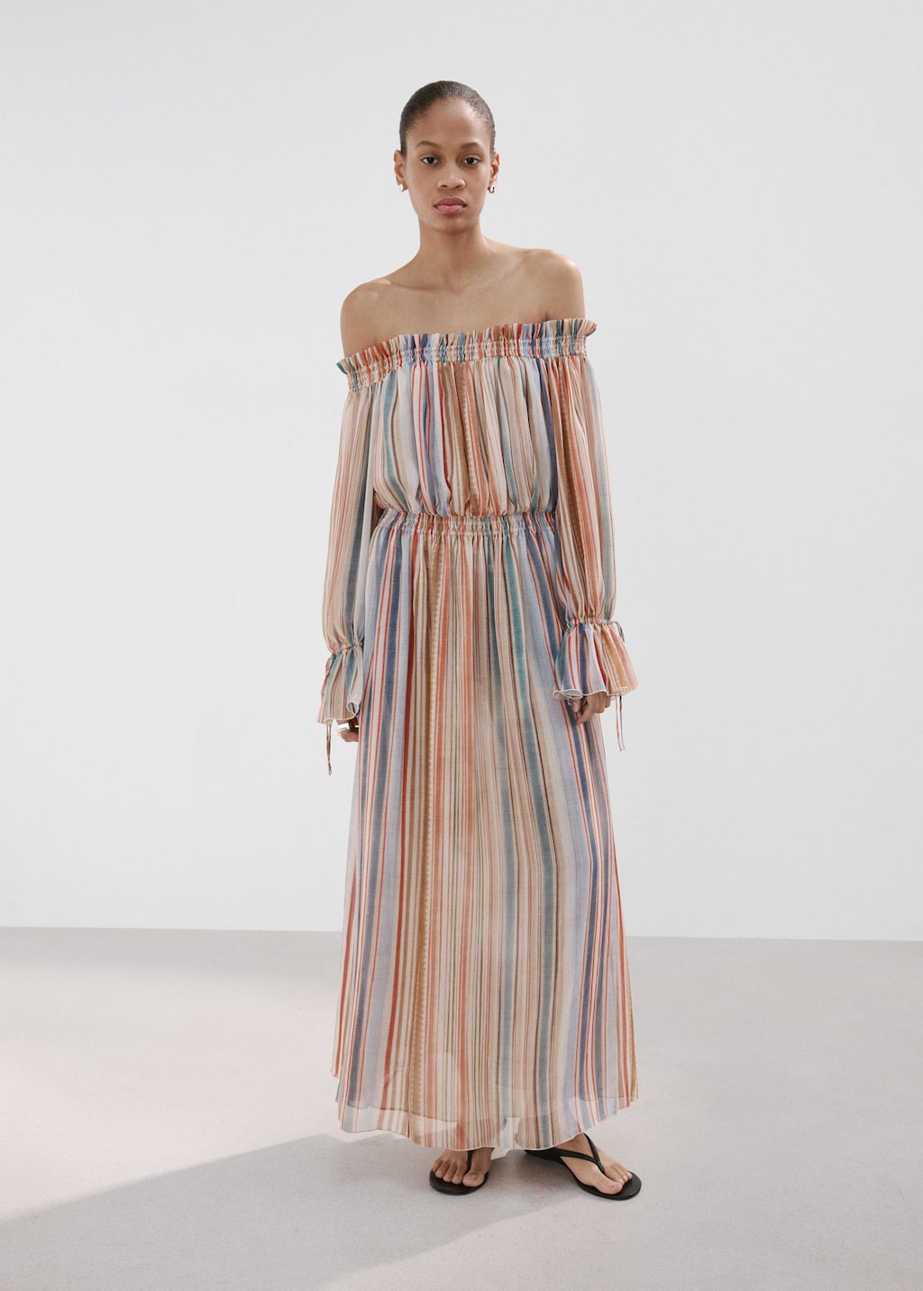 Mango Robe À Rayures Sans Bretelles Écru - Femme - M -  In Sand
