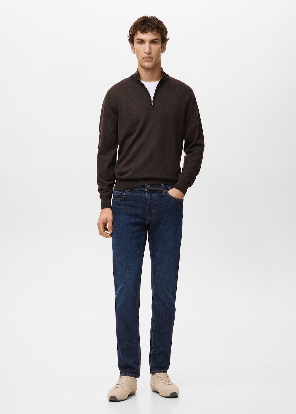 Mango Man Jan Slim-fit Dark-wash Jeans In Multi