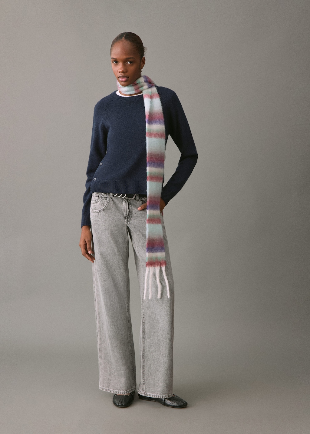 Mango Teen Low-waist Straight-leg Jeans Denim Grey In Gray