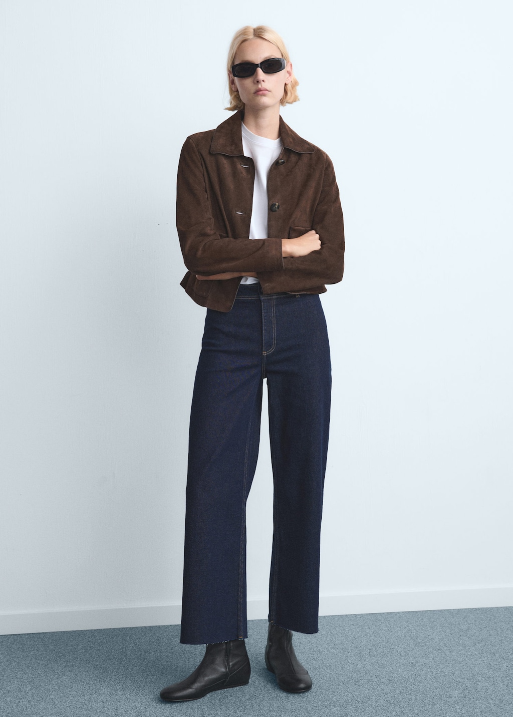 Mango Catherin Culotte High-rise Jeans In Animal Print