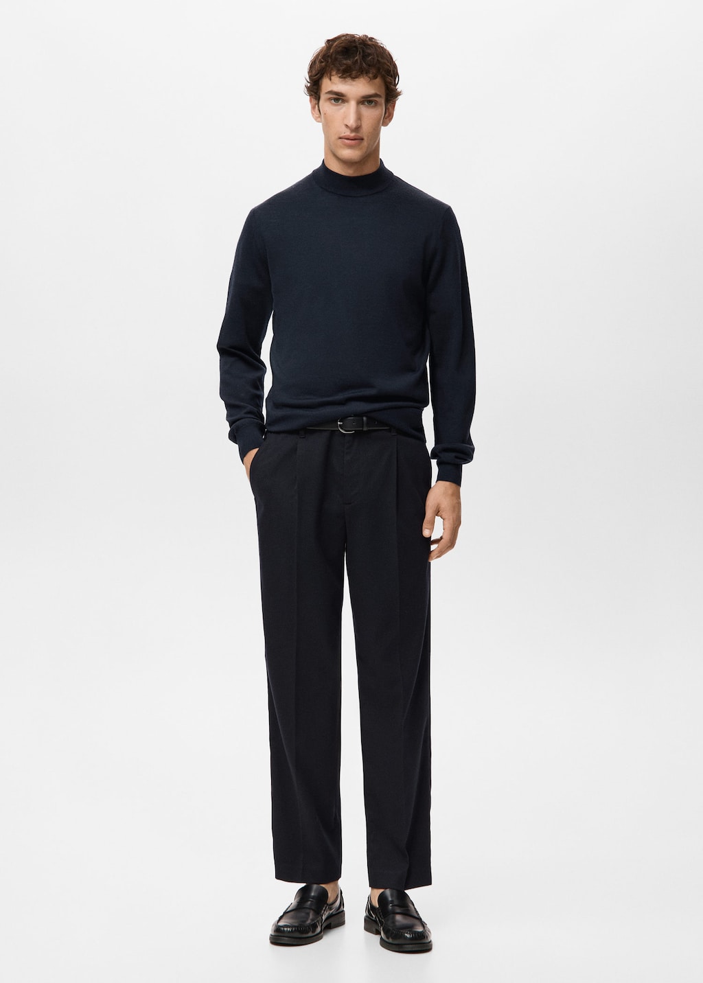 Mango Man 100% Wool Turtleneck Sweater In Blue