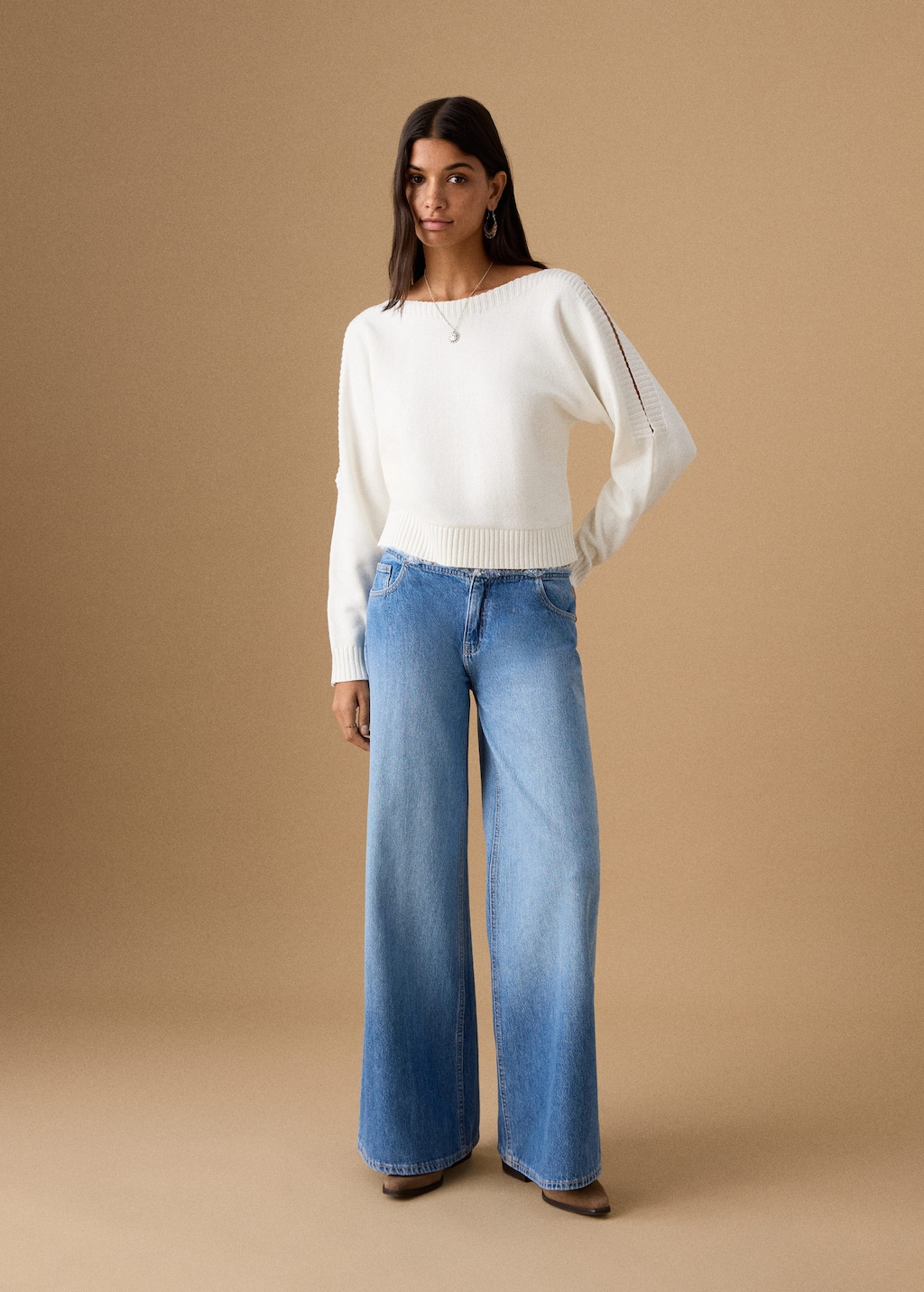 Mango Teen Knitted Sweater With Cut-out White