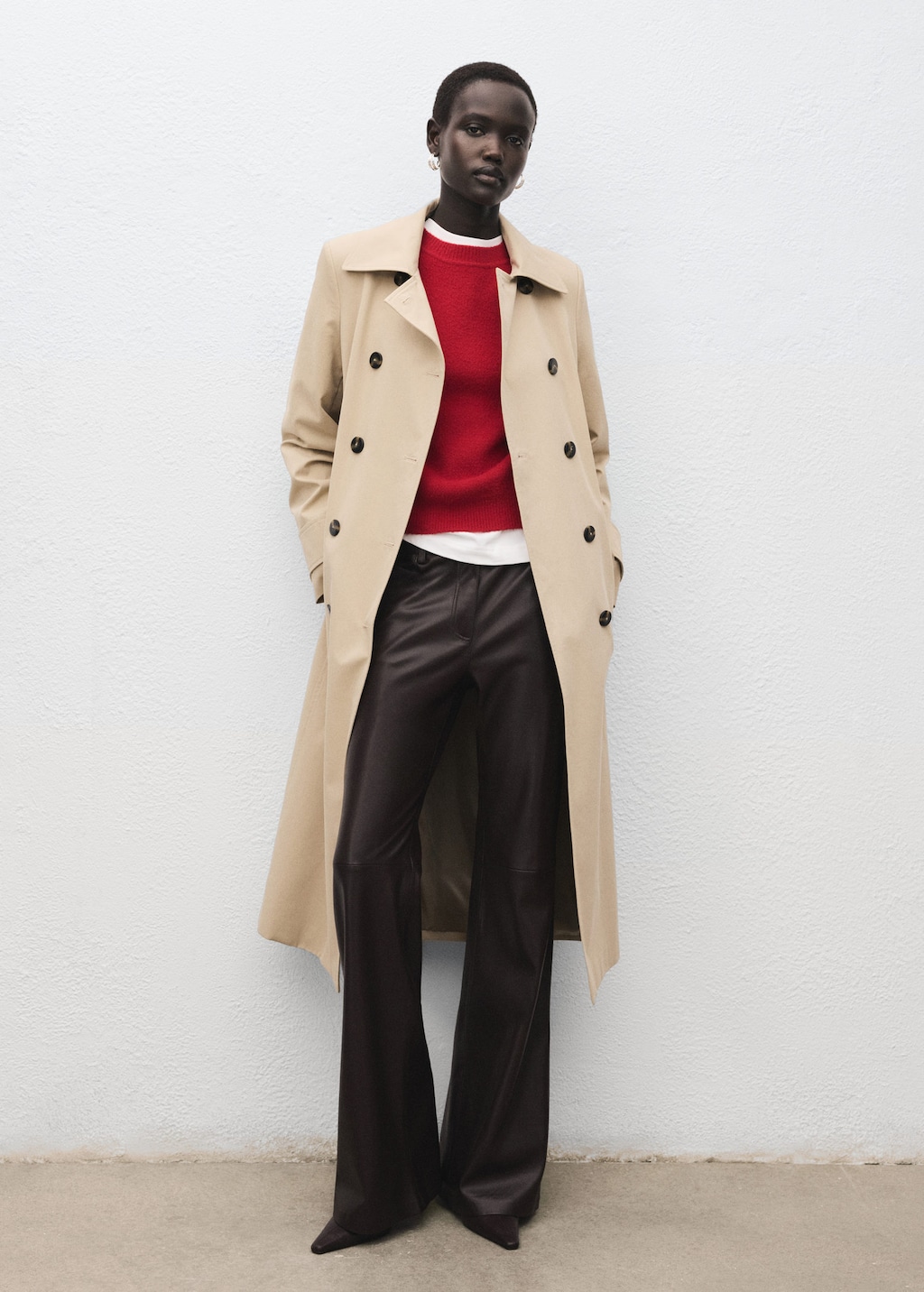 Mango Faux-leather Flared Trousers In Brown