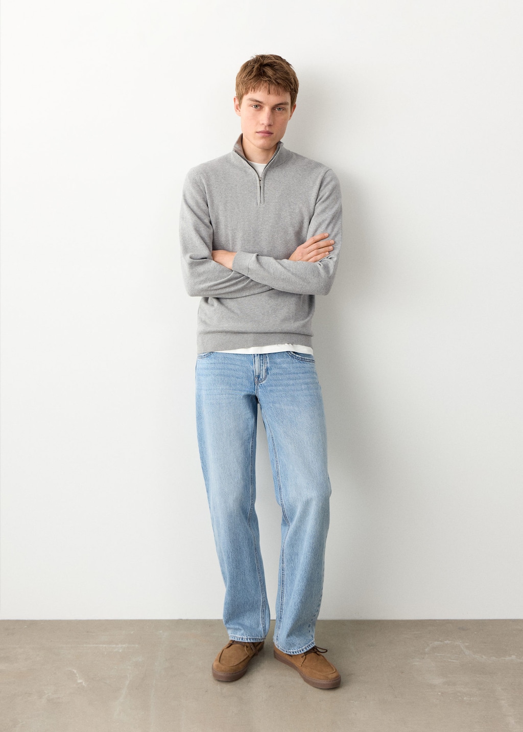 Mango Teen Perkins-neck Sweater In Gray