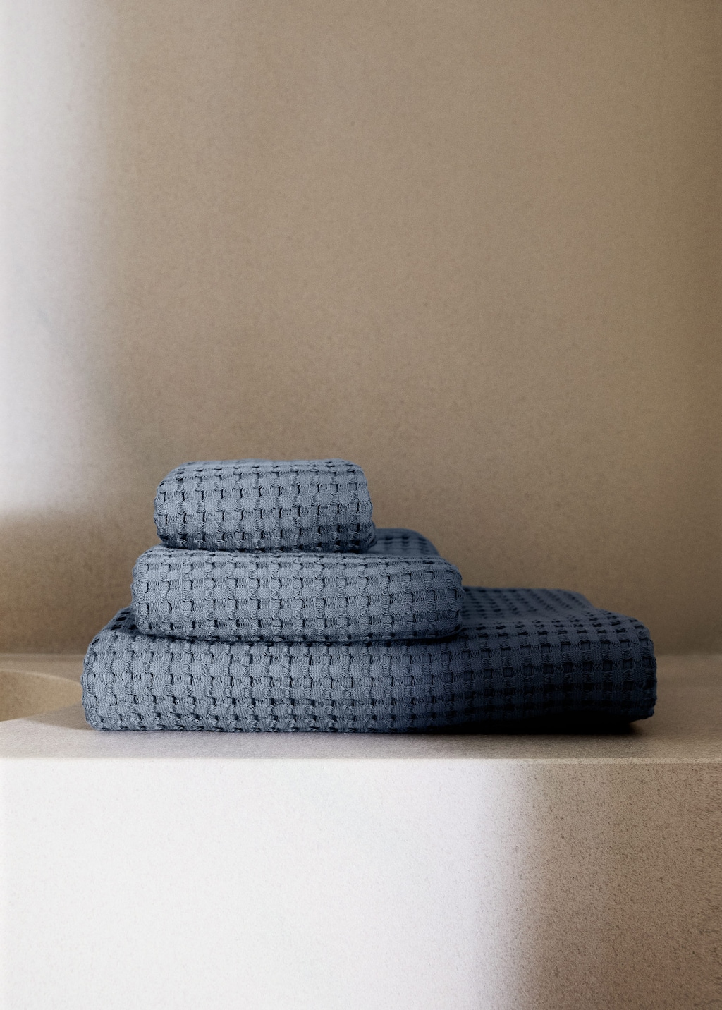 Mango Cotton Waffle Washbasin Towel Indigo Blue