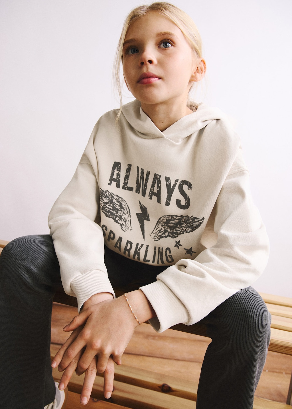 Mango Kids' Sweatshirt Power Ecru In Neutral