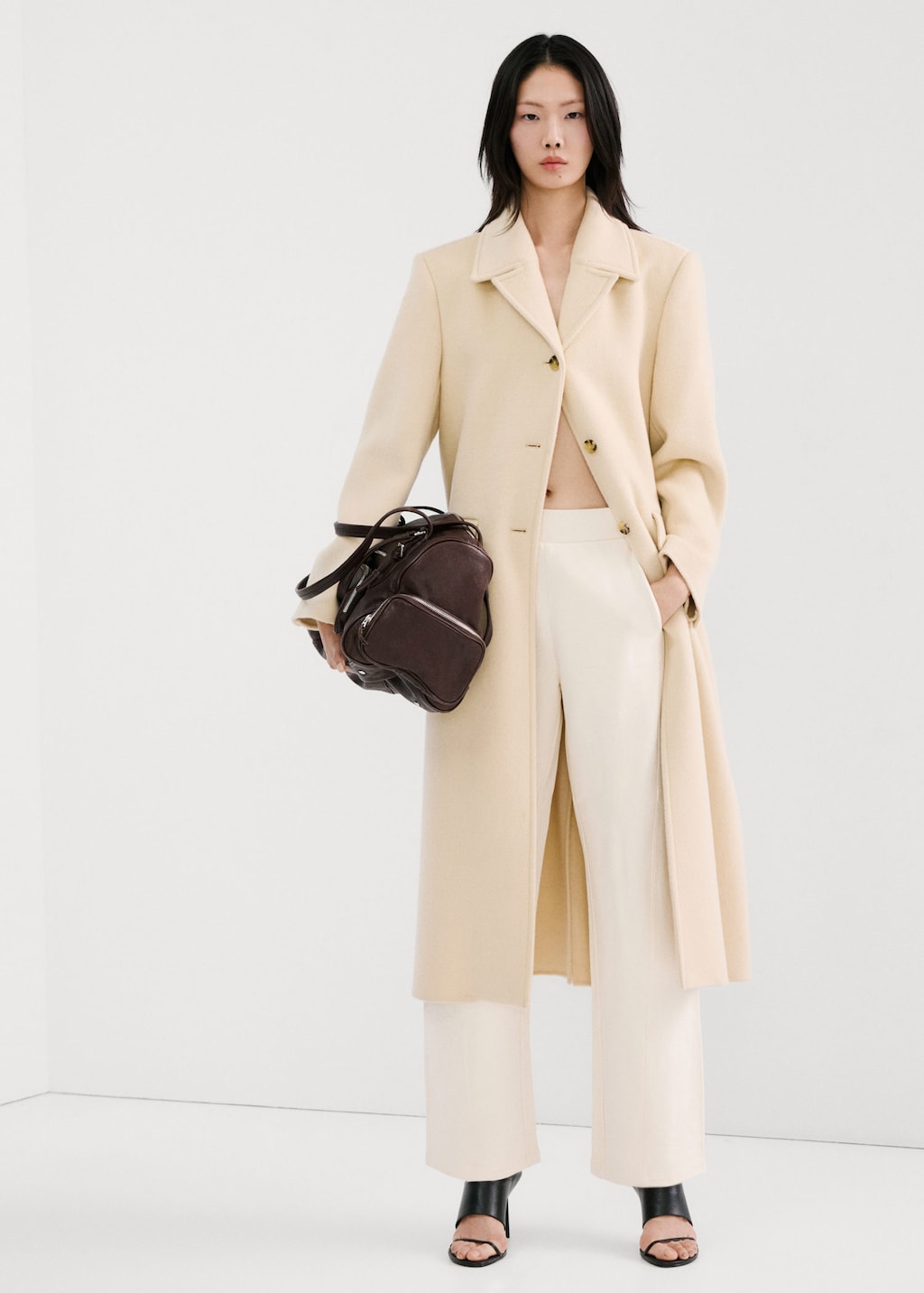 Mango Elastic Waist Cotton Trousers Pastel Yellow In Neutral