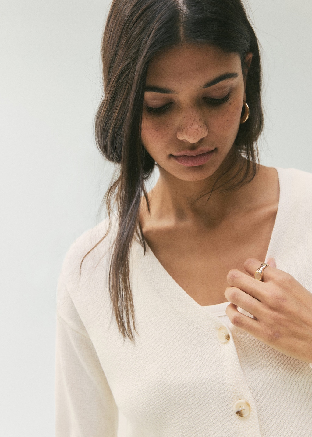 Mango Teen Fine-knit Cardigan Ecru In Neutral