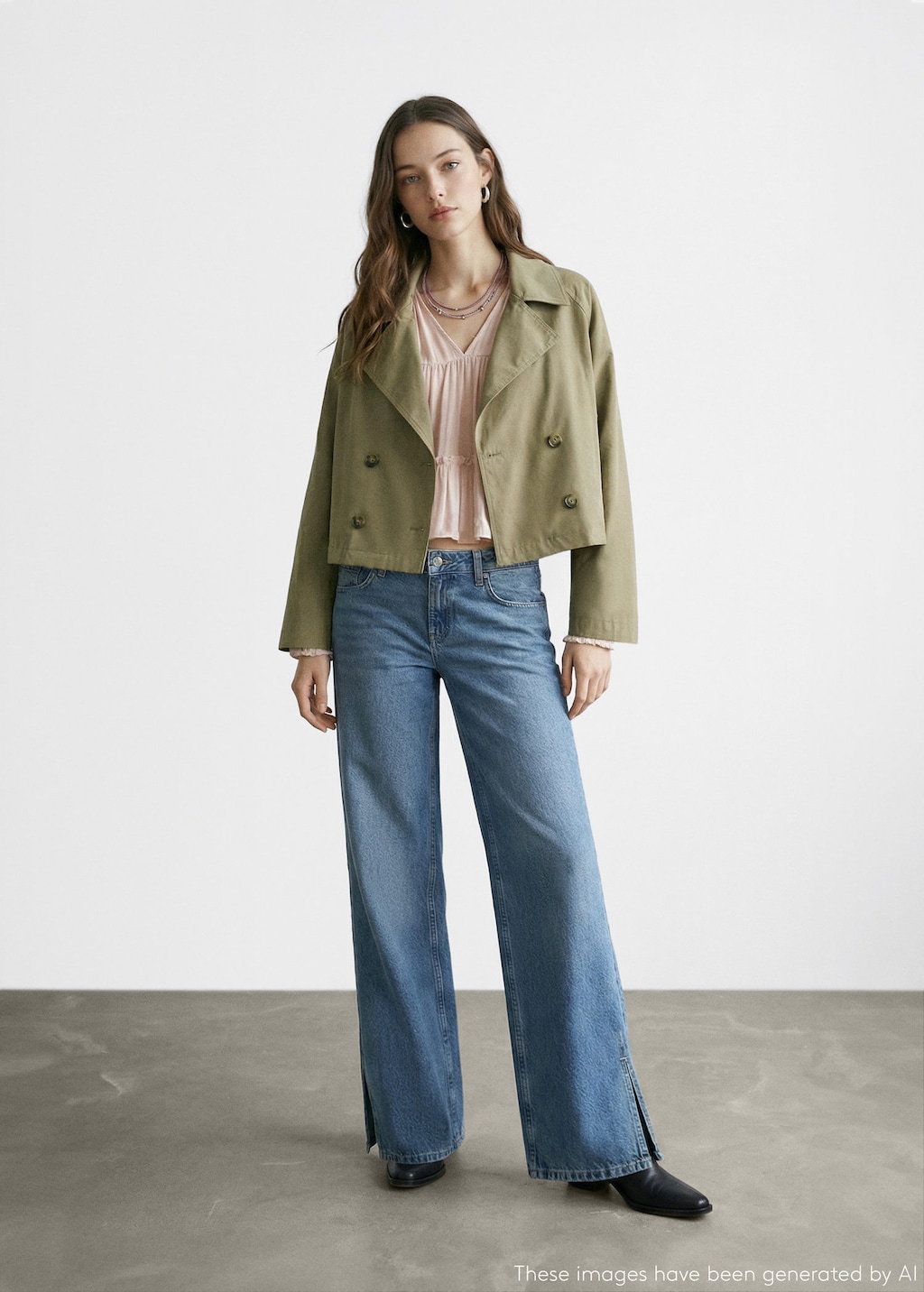 Mango Cropped Trench Coat With Lapels Khaki In Brown