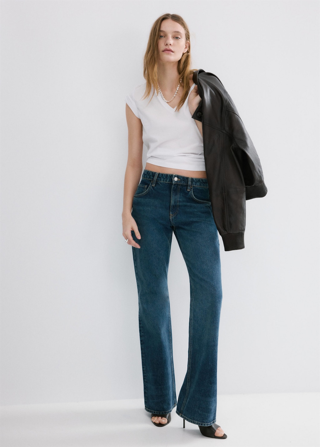 Mango V-neck Cotton T-shirt White In Burgundy