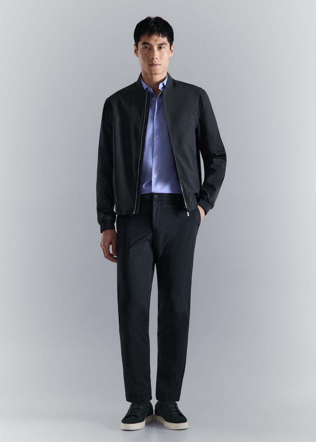 Mango Water-repellent Bomber Jacket Navy In Blue