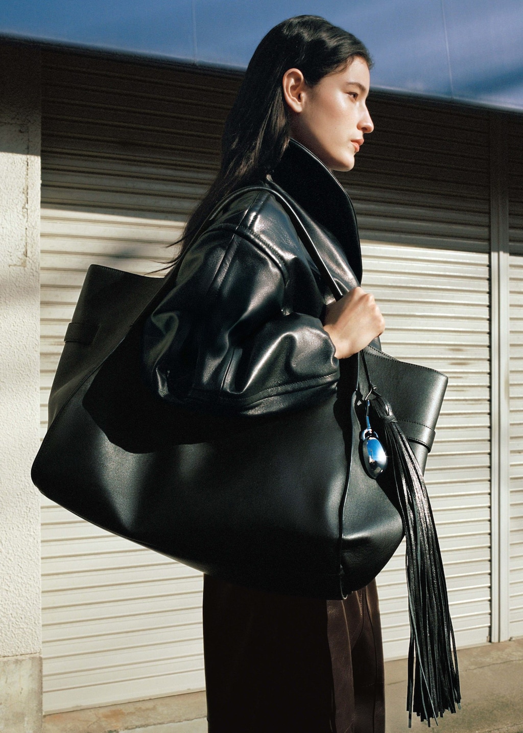 Mango Maxi Shopper 100 % Cuir Noir - Femme - Taille Unique - In Black