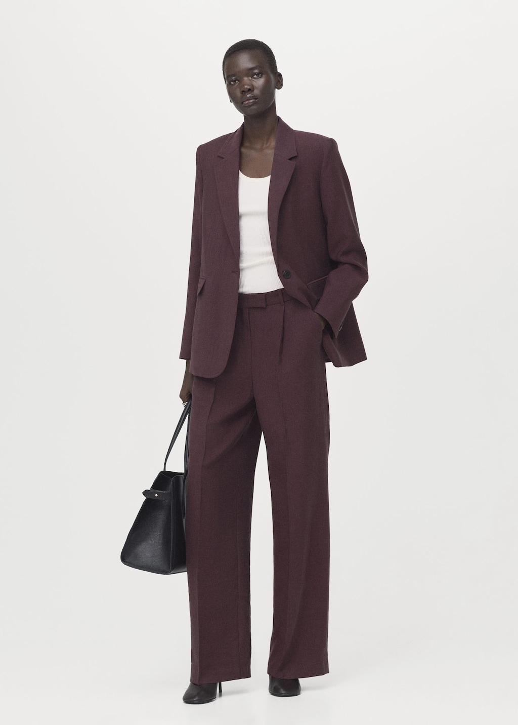 Mango Lyocell Suit Blazer Purple In Red