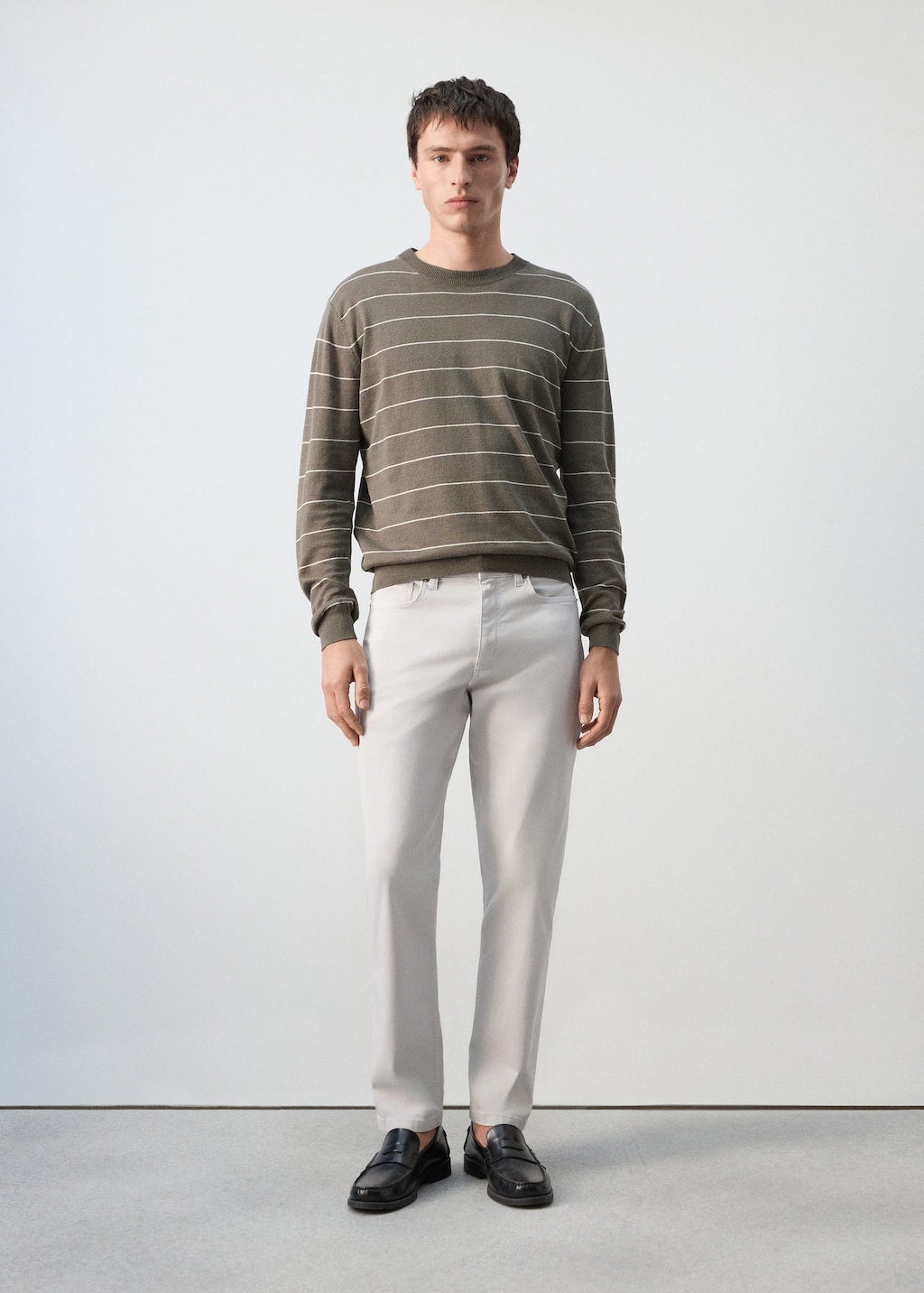 Mango Pantalon Regular-fit 100 % Coton Gris Glacé - Homme - 48 -  Man