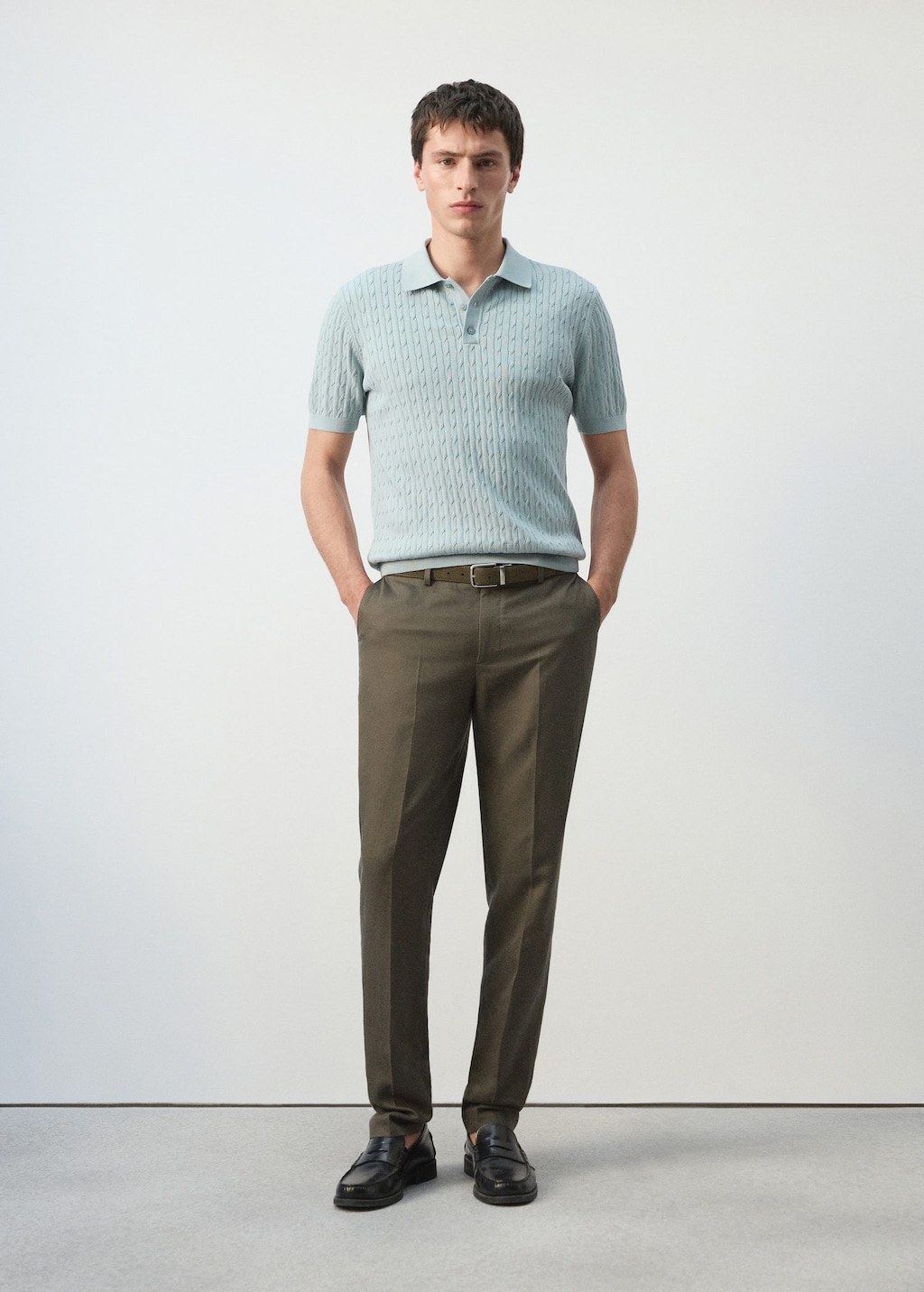 Mango Polo Maille Torsadée 100 % Coton Vert D´eau - Homme - Xxl -  Man In Multi
