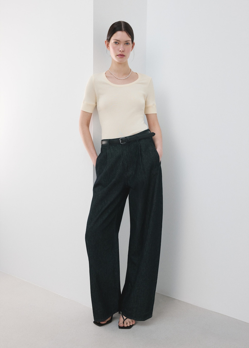 Mango T-shirt Manches Courtes Cintré Blanc Cassé - Femme - Xl -  In Neutral