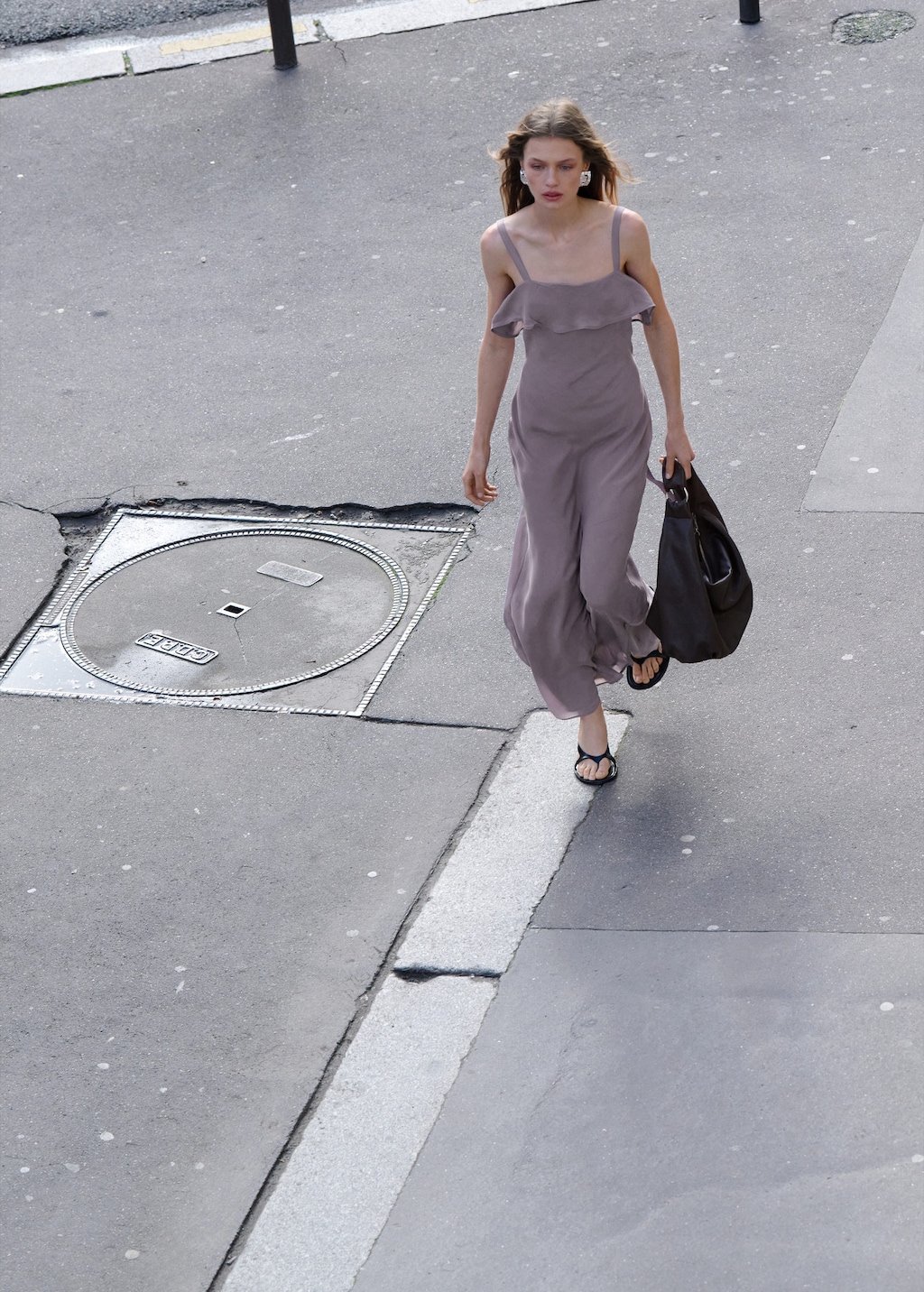 Mango Robe Longue À Volants Lilas - Femme - L -  In Purple