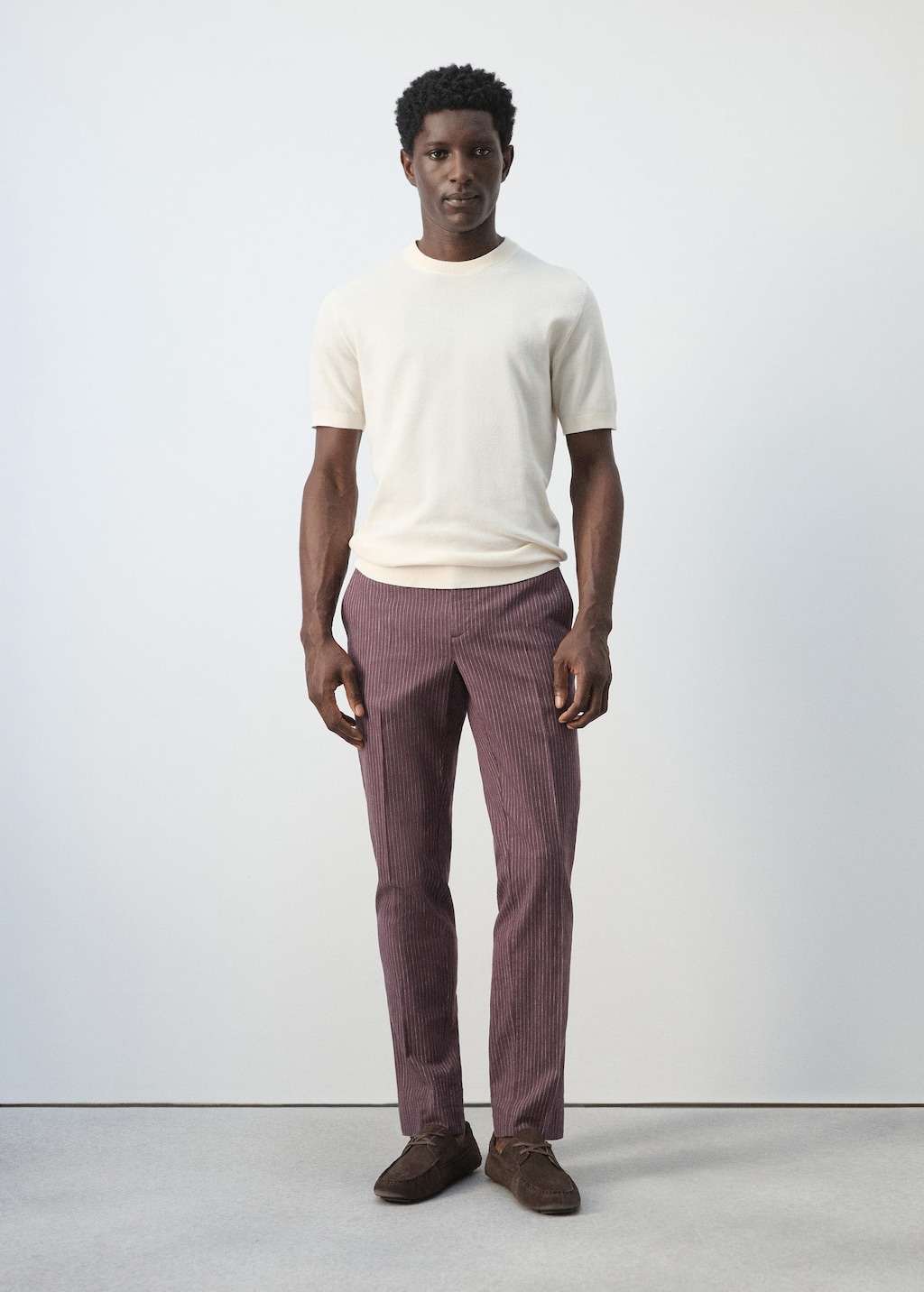 Mango Pantalon En Lin Et Coton Slim Fit À Rayures Prune - Homme - 48 -  Man In Purple