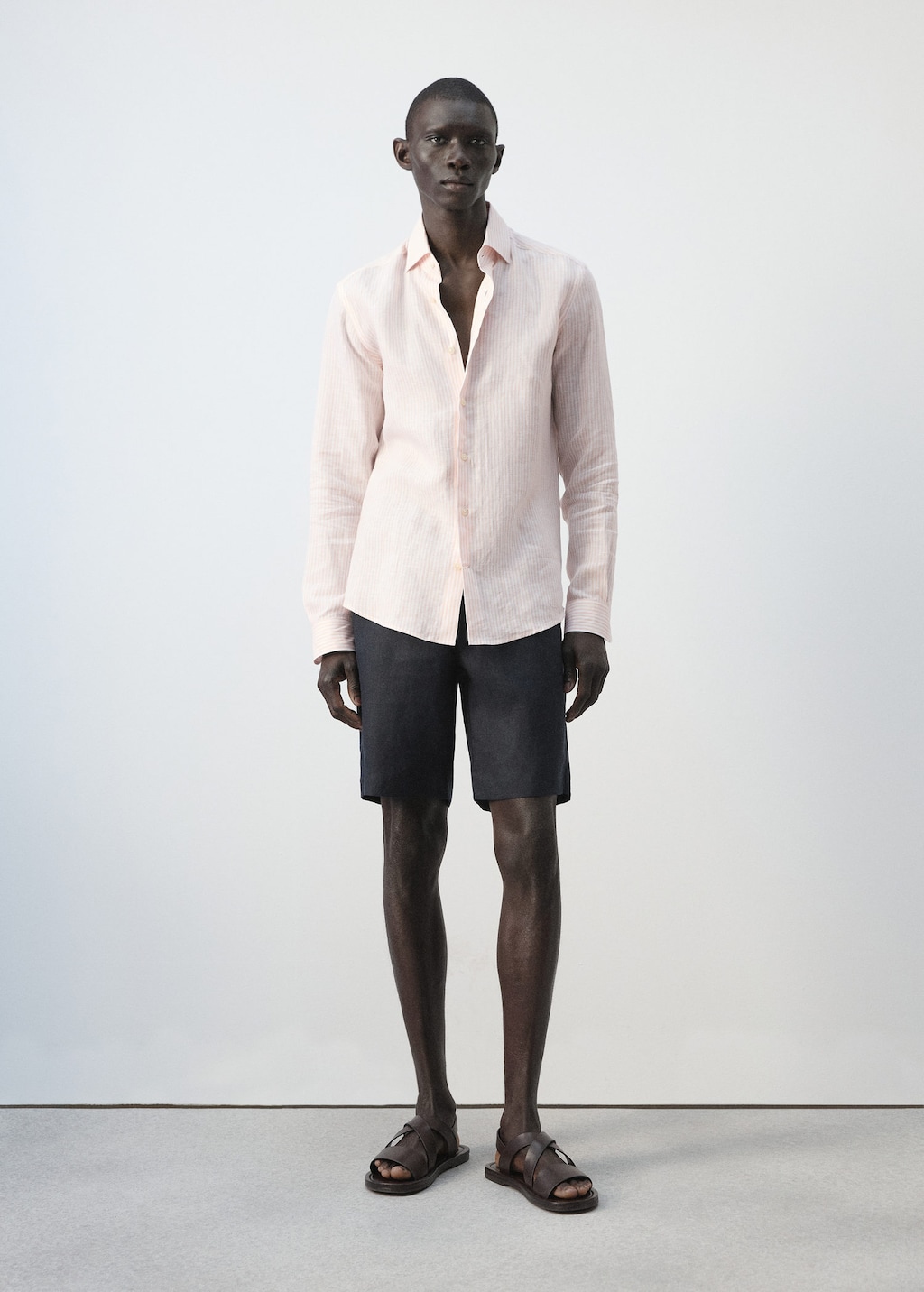 Mango Chemise Slim-fit 100 % Lin À Rayures Pêche - Homme - M -  Man In Pink