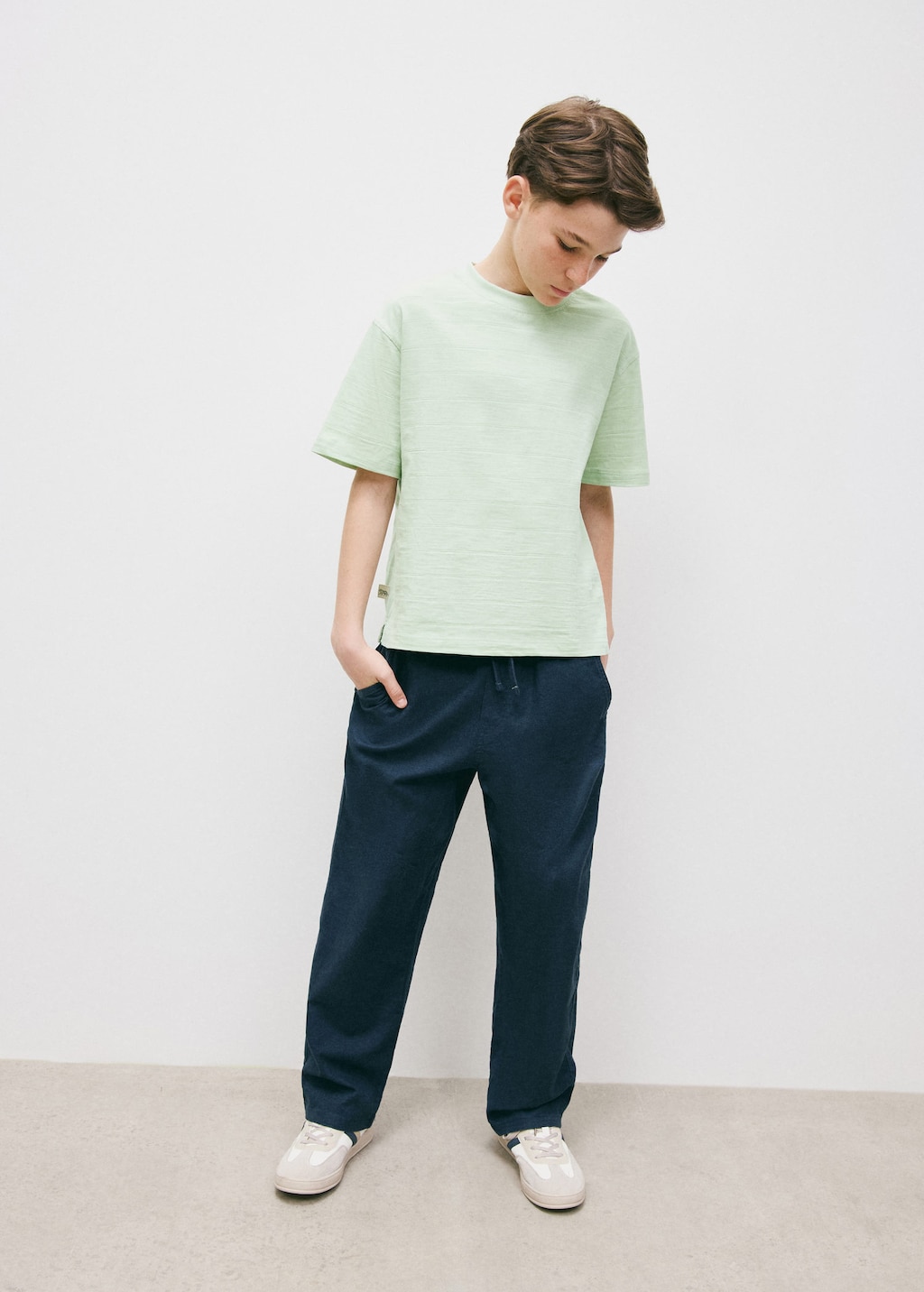 Mango Pantalon Lin Coton Bleu Marine - Enfants - 13-14 Ans -  Kids In Blue