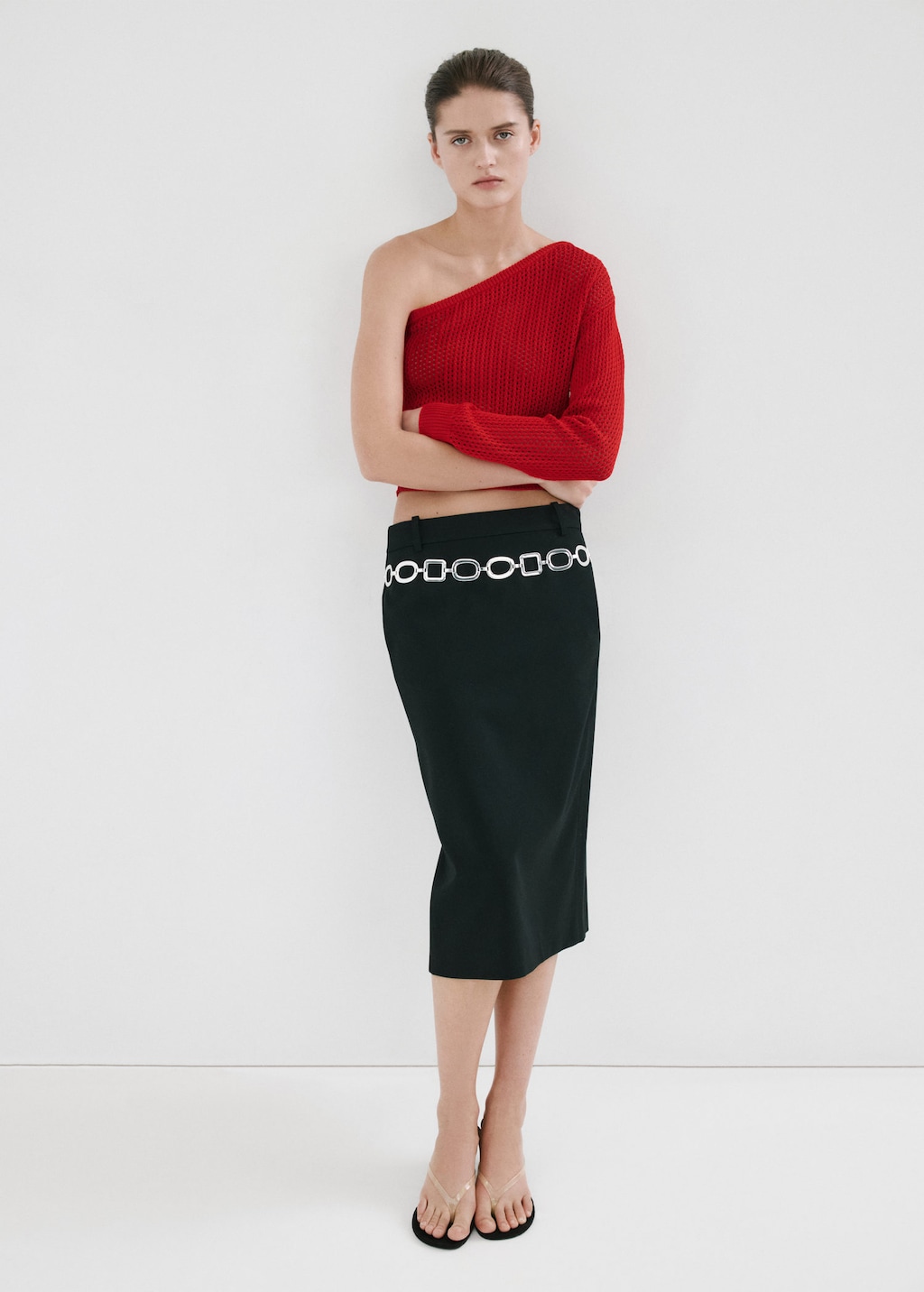 Mango Pull-over Maille Asymétrique Rouge - Femme - Xxs -  In Red