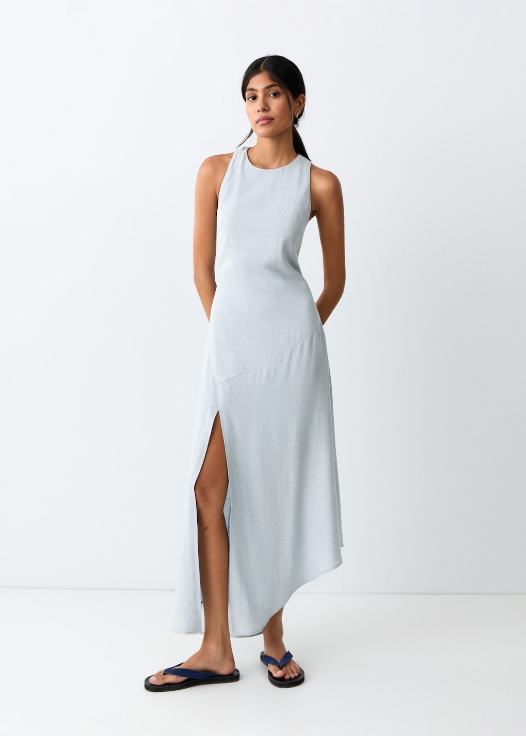 Mango Robe Fluide À Dos Croisé Bleu Ciel - Fille - M -  Teen In Blue