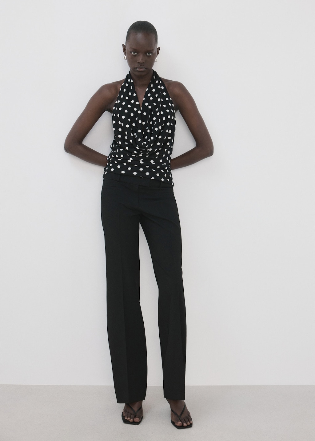Mango Top Emmanchures Américaines Drapé Noir - Femme - M -  In Blue