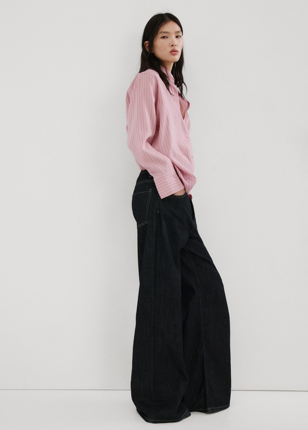 Mango Chemise Rayures Lyocell Rose Pastel - Femme - S -  In Pink