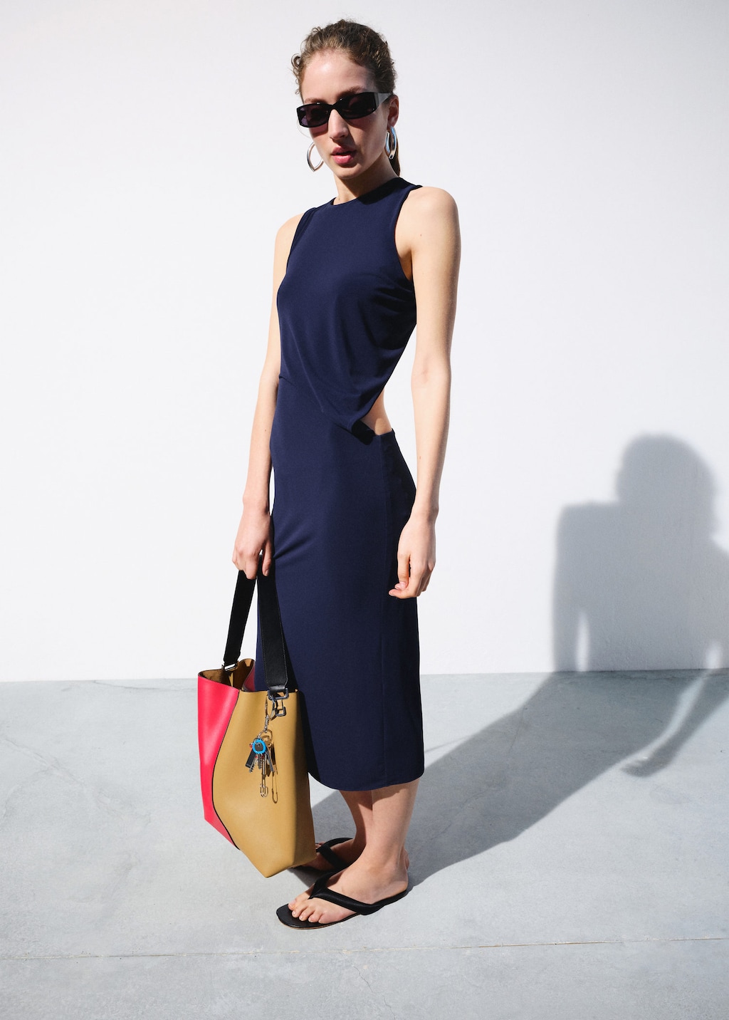 Mango Robe Dos Ouvert Asymétrique Bleu Nuit - Femme - L -  In Blue