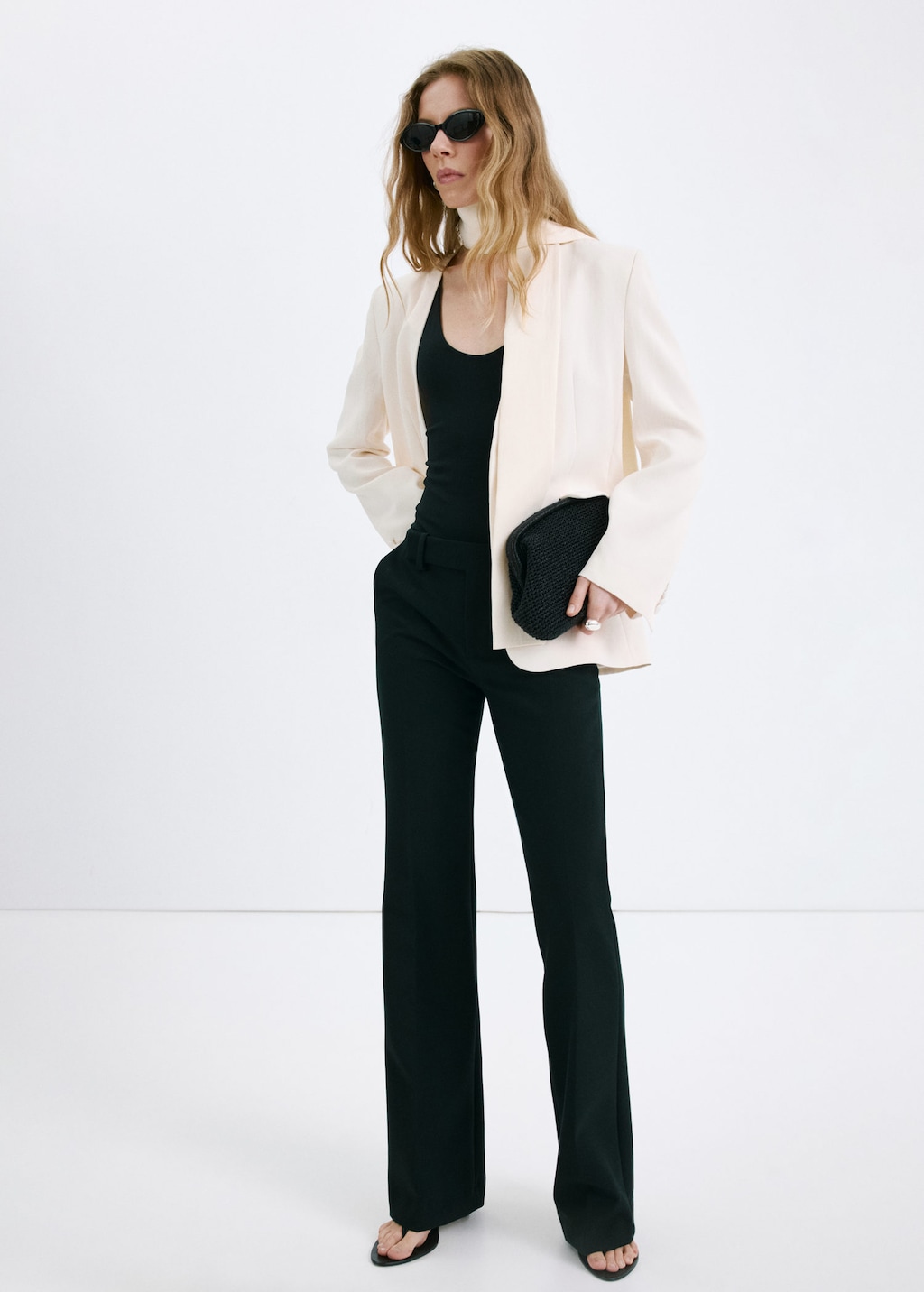 Mango Blazer Costume Sans Revers Écru - Femme - Xl -  In Sand