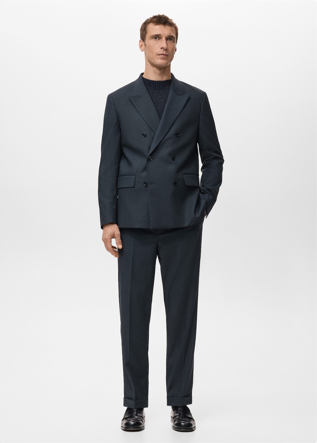 Mango Man Trousers Bostone Navy In Blue