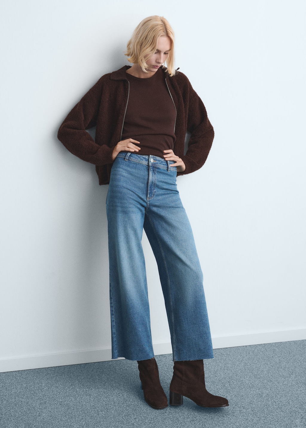 Mango Catherin Culotte High-rise Jeans In Blue