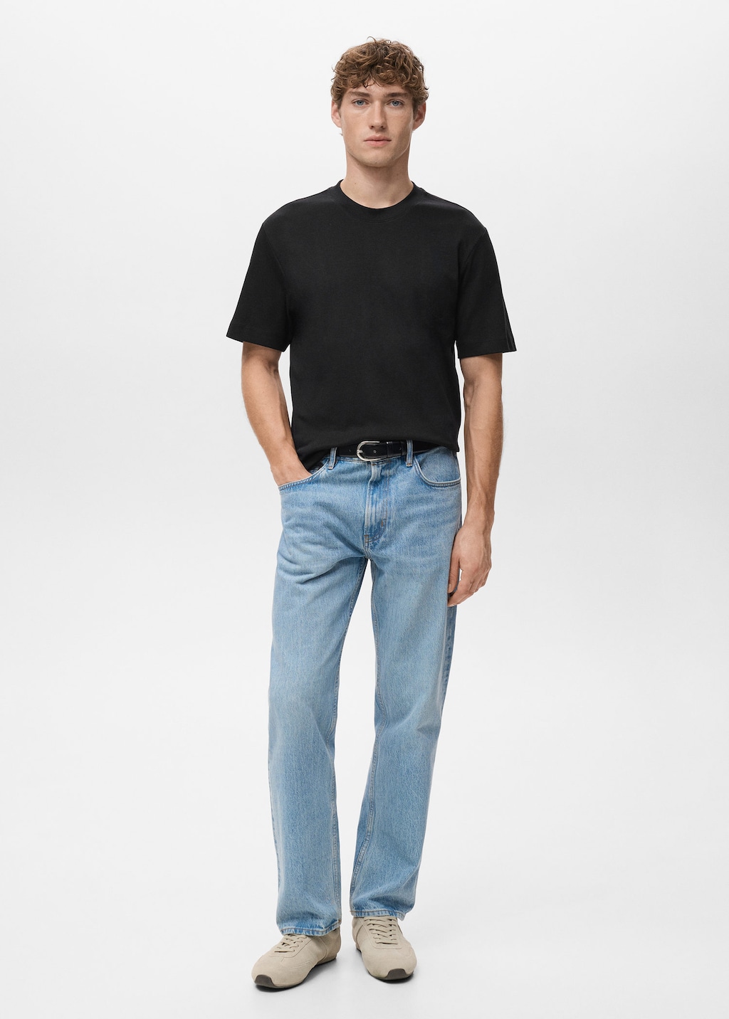 Mango Man Medium Weight Regular Fit T-shirt Black