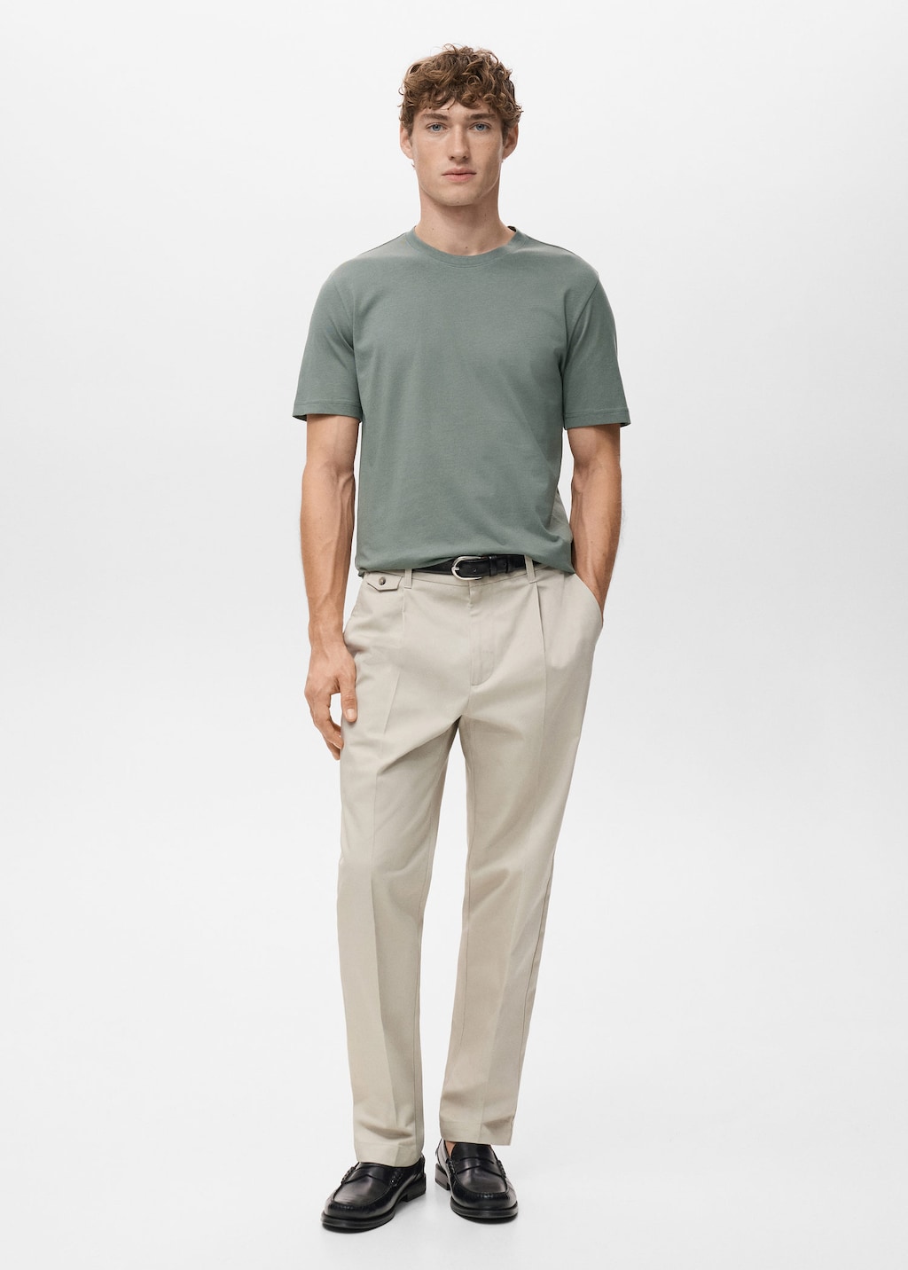 Mango Man 100% Cotton Slim-fit T-shirt Forest Green