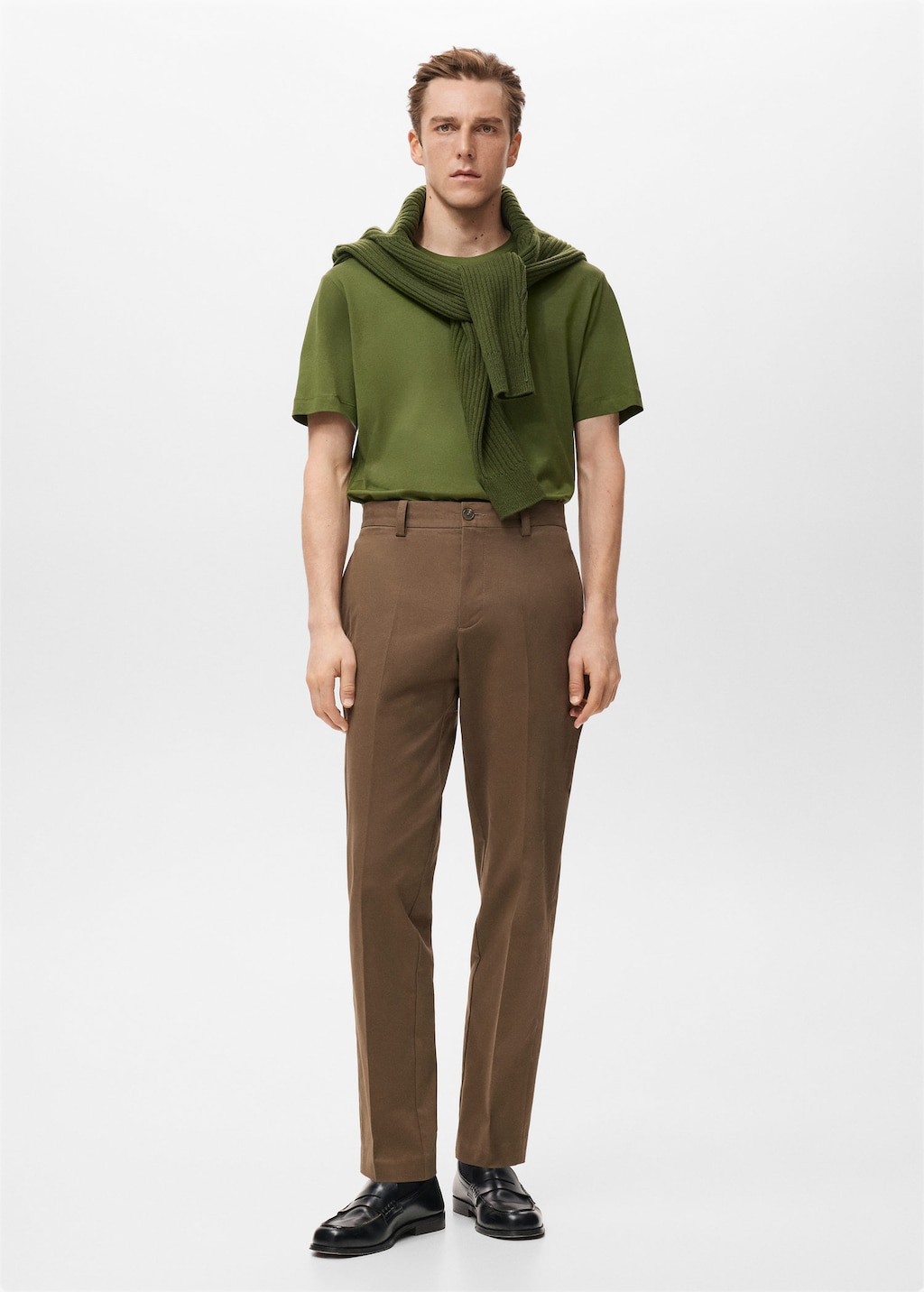 Mango Man 100% Cotton T-shirt Regular Fit Green