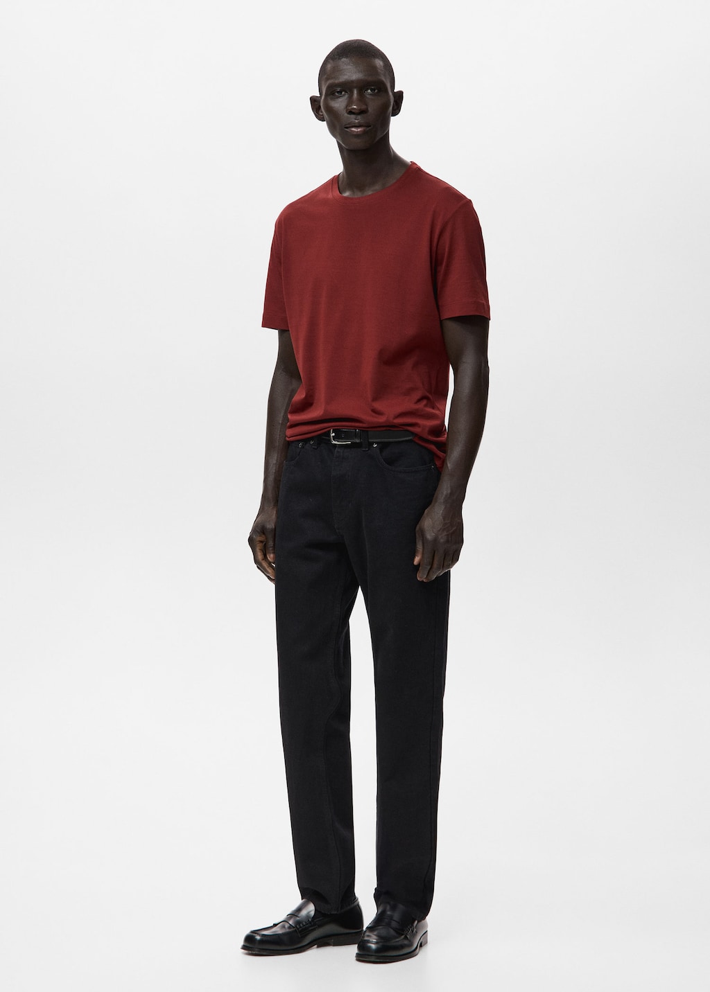 Mango Man 100% Cotton T-shirt Regular Fit Cherry In Red