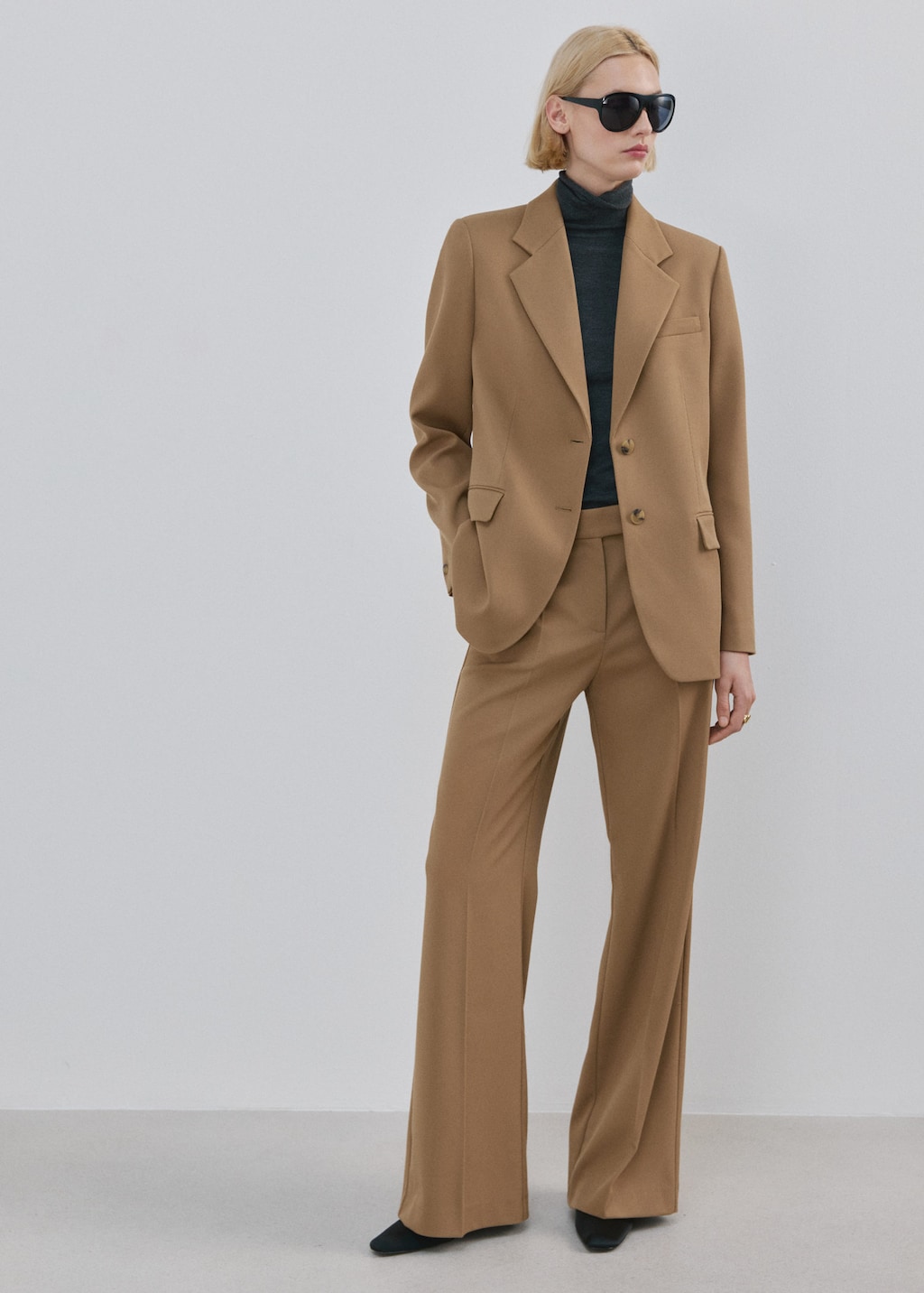 Mango Double-breasted Suit Jacket Medium Brown