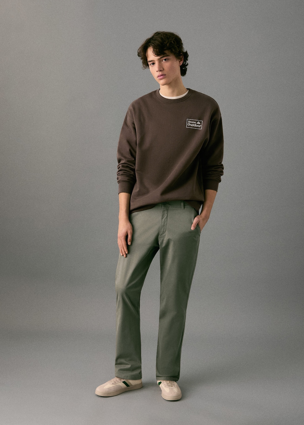 Mango Teen Plain Chino Trousers Khaki In Brown