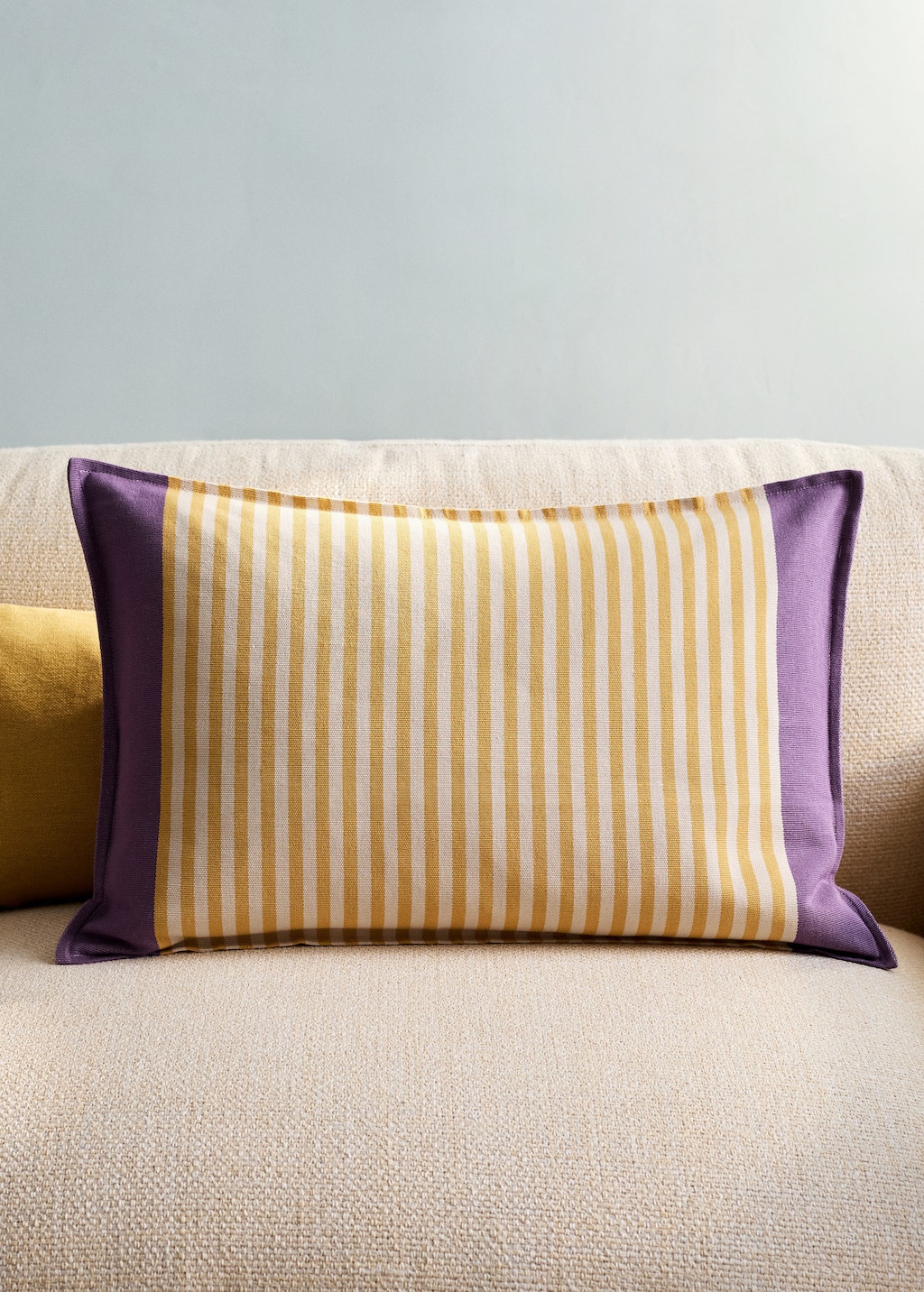 Mango Cotton Stripe Cushion Cover 40x60 Cm Yellow In Purple