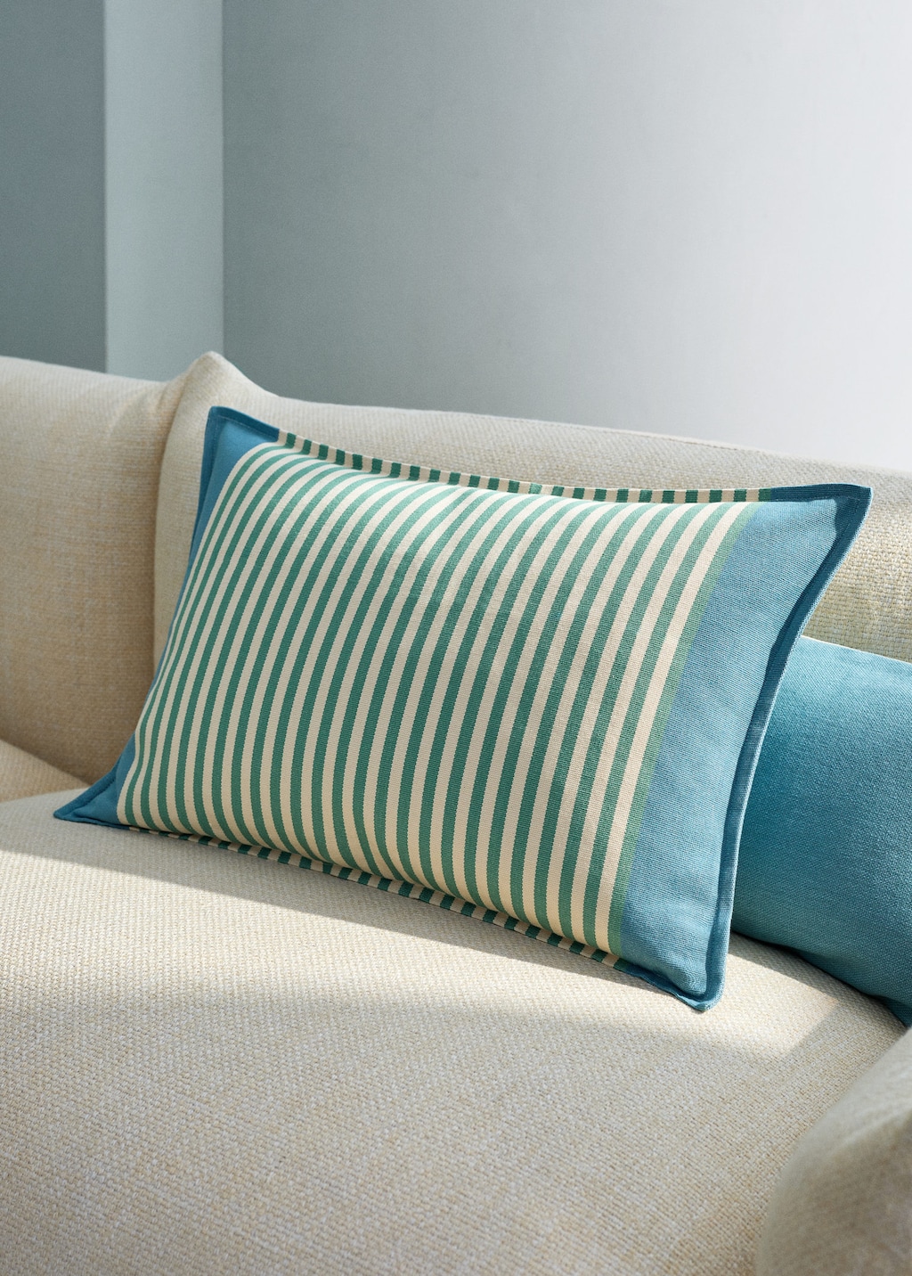 Mango Cotton Stripe Cushion Cover 40x60 Cm Blue