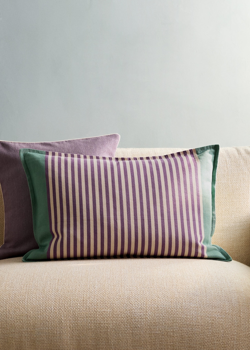 Mango Cotton Stripe Cushion Cover 40x60 Cm Blackberry In Multi