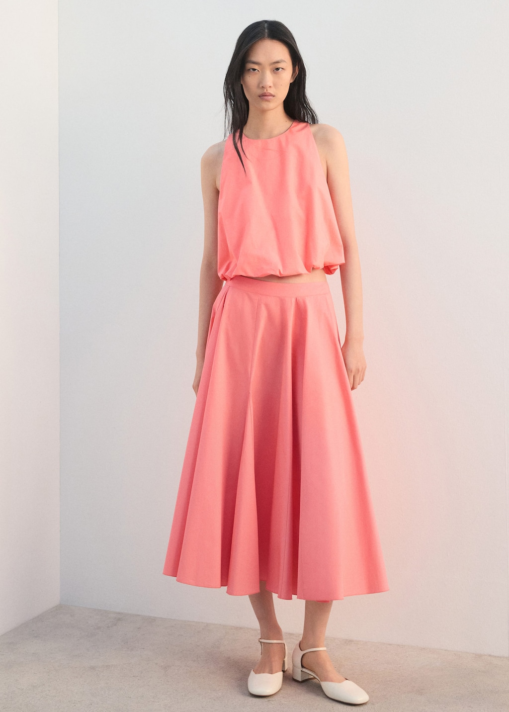 Mango A-line Cotton Blouse Coral Red In Pink