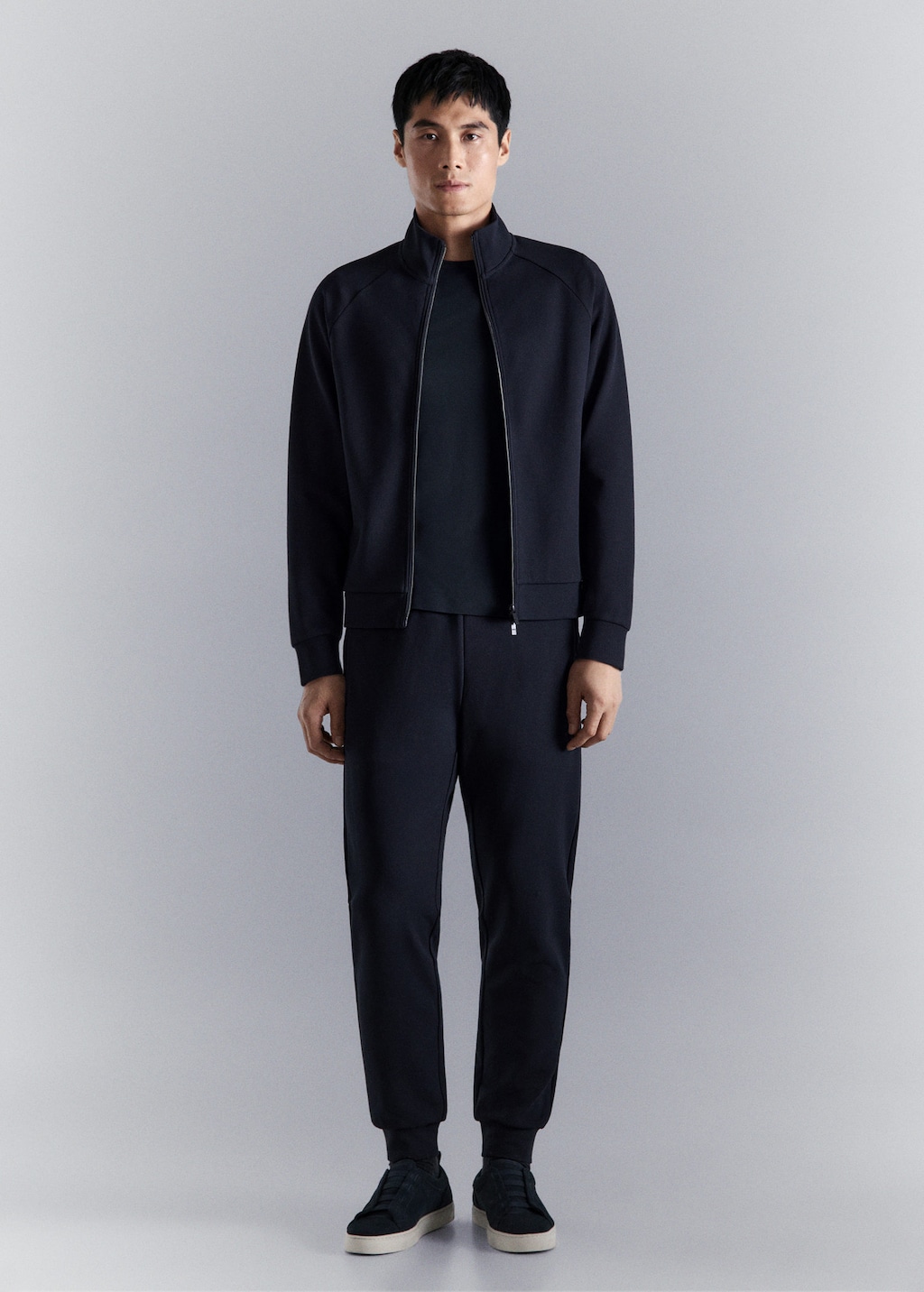 Mango Regular-fit Technical Zip-up Sweatshirt Navy In Blue