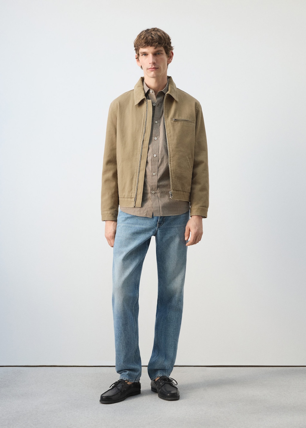 Mango Corduroy Collar Denim Jacket Beige In Brown
