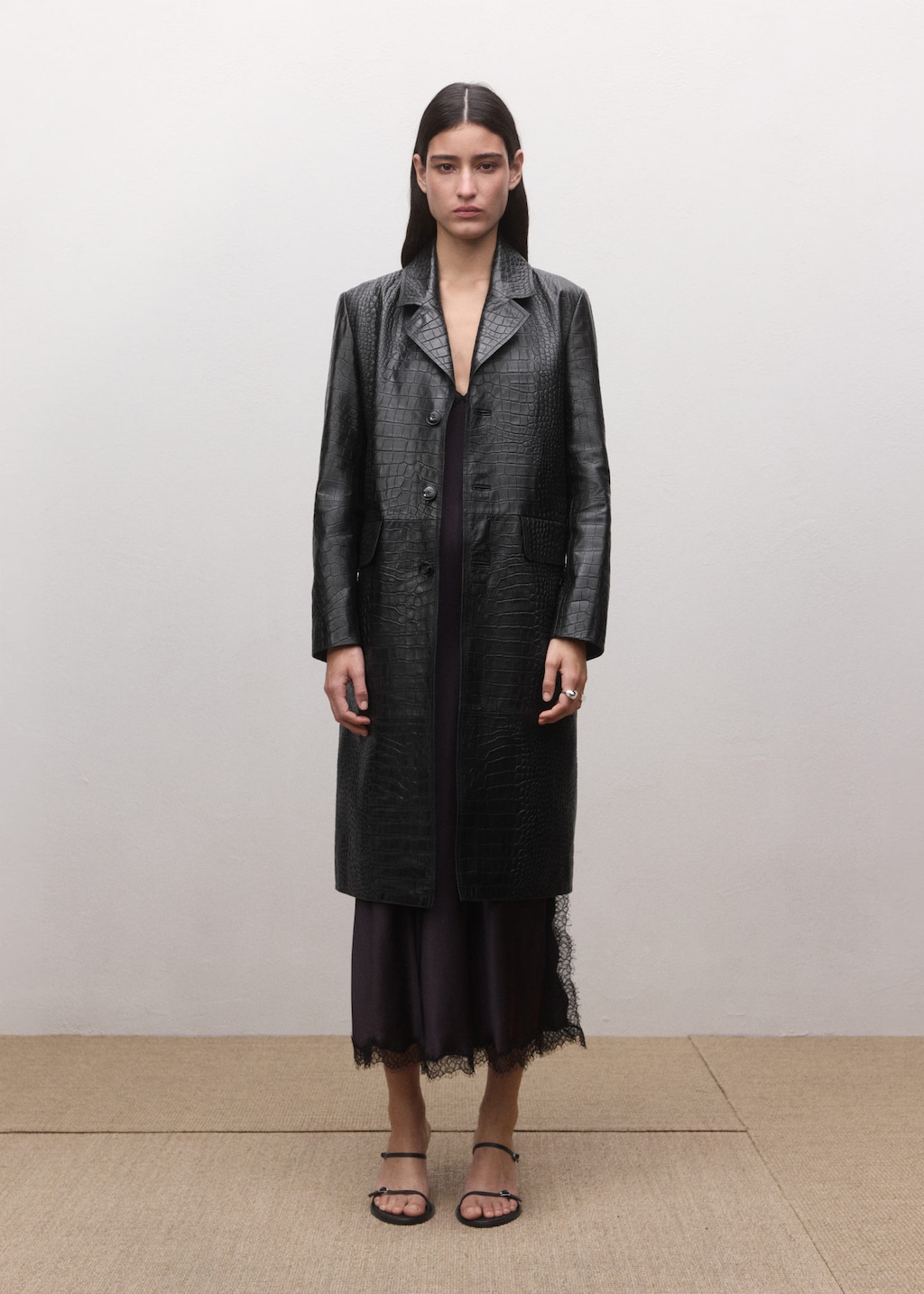 Mango Lace Dress With Opening Burgundy In Black