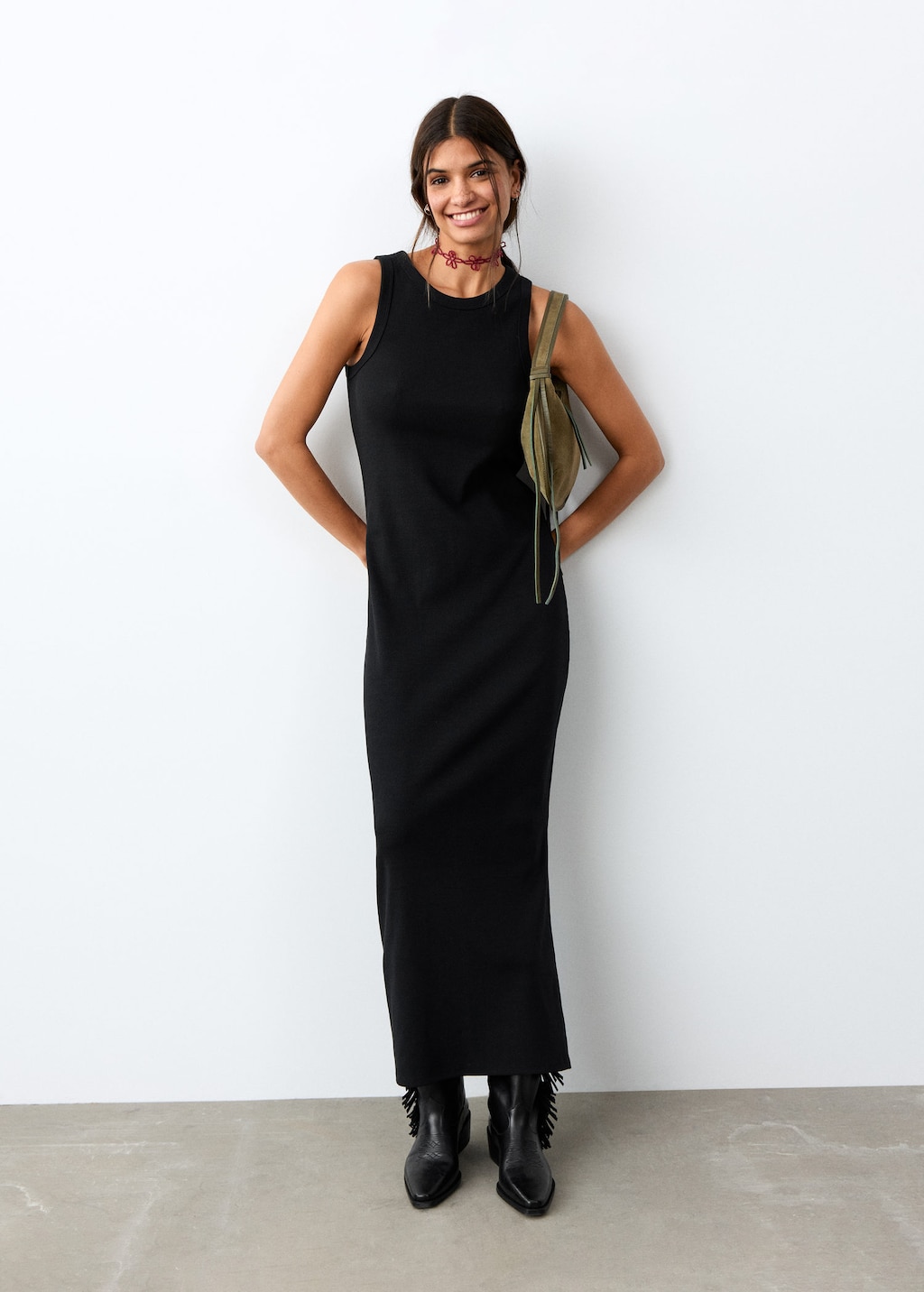 mango textured flowy dress Mango Textured Satin Twist-front Maxi Dress – Aquarius Brand main image 1